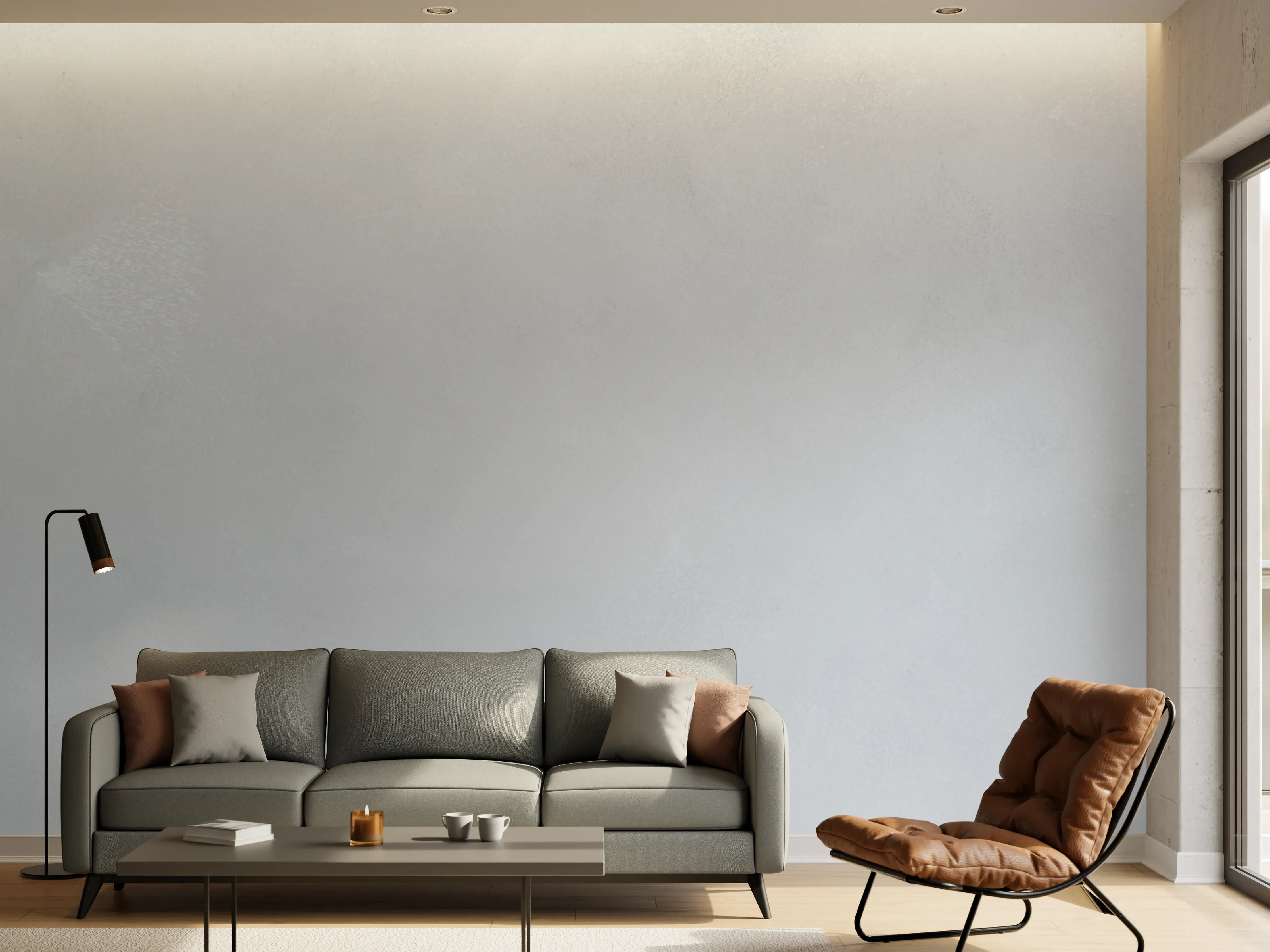 Wandverkleidung Wohnzimmer - Helles Graues Bild mit Textur