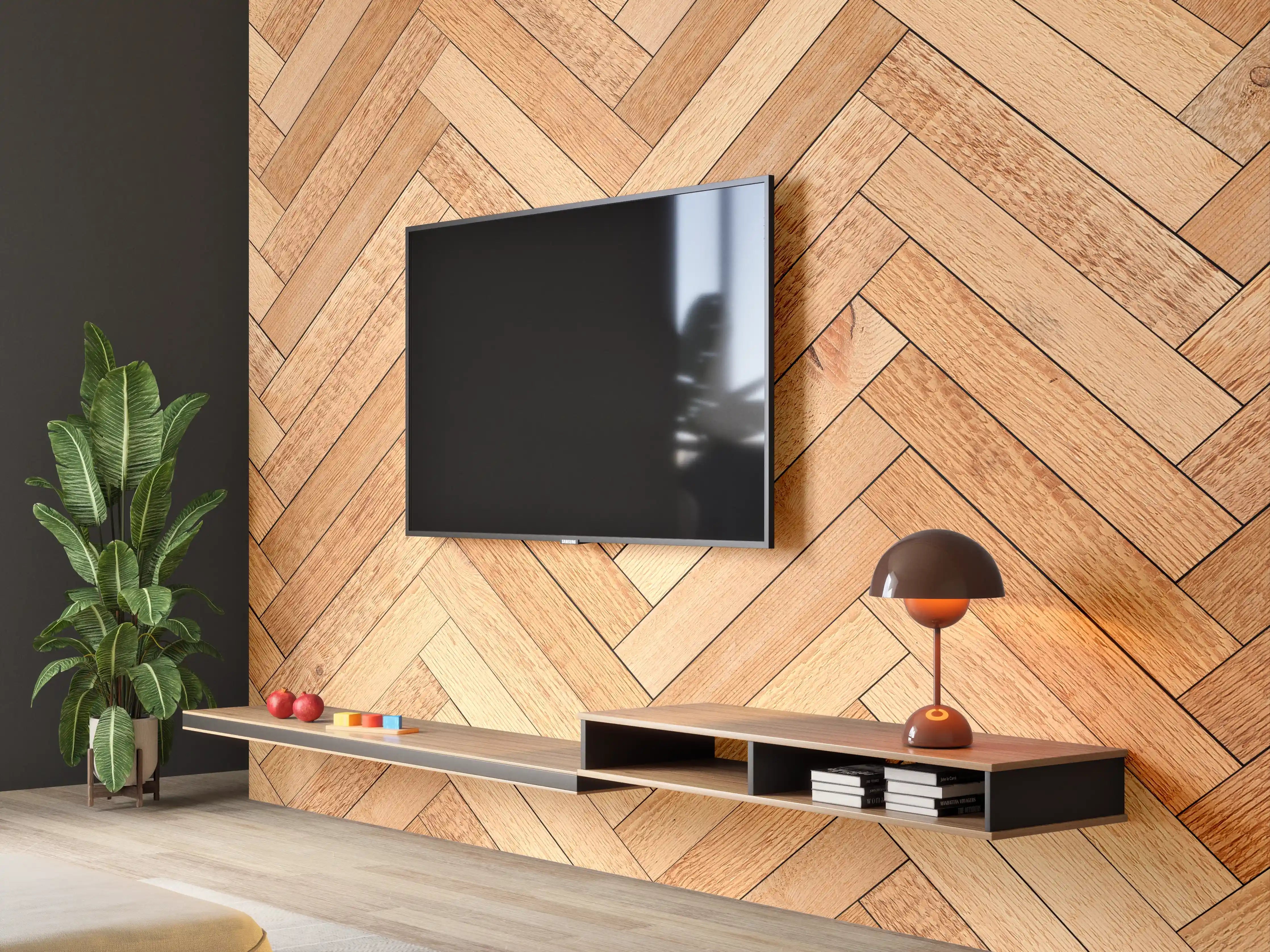 Wandverkleidung Wohnzimmer - Helles Holzparkett in Venezia Design