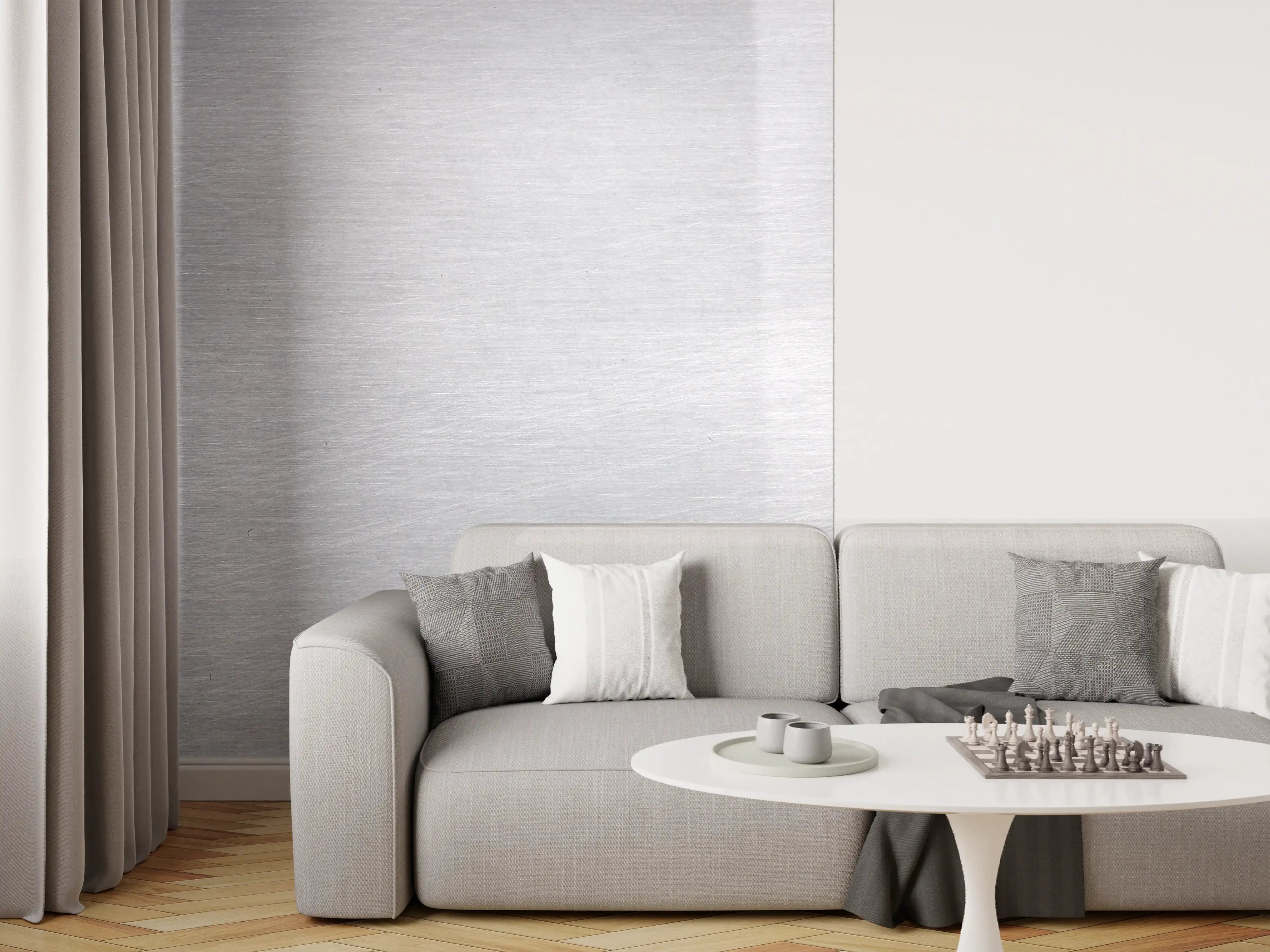 Wandverkleidung Wohnzimmer - Helles Metall-Design