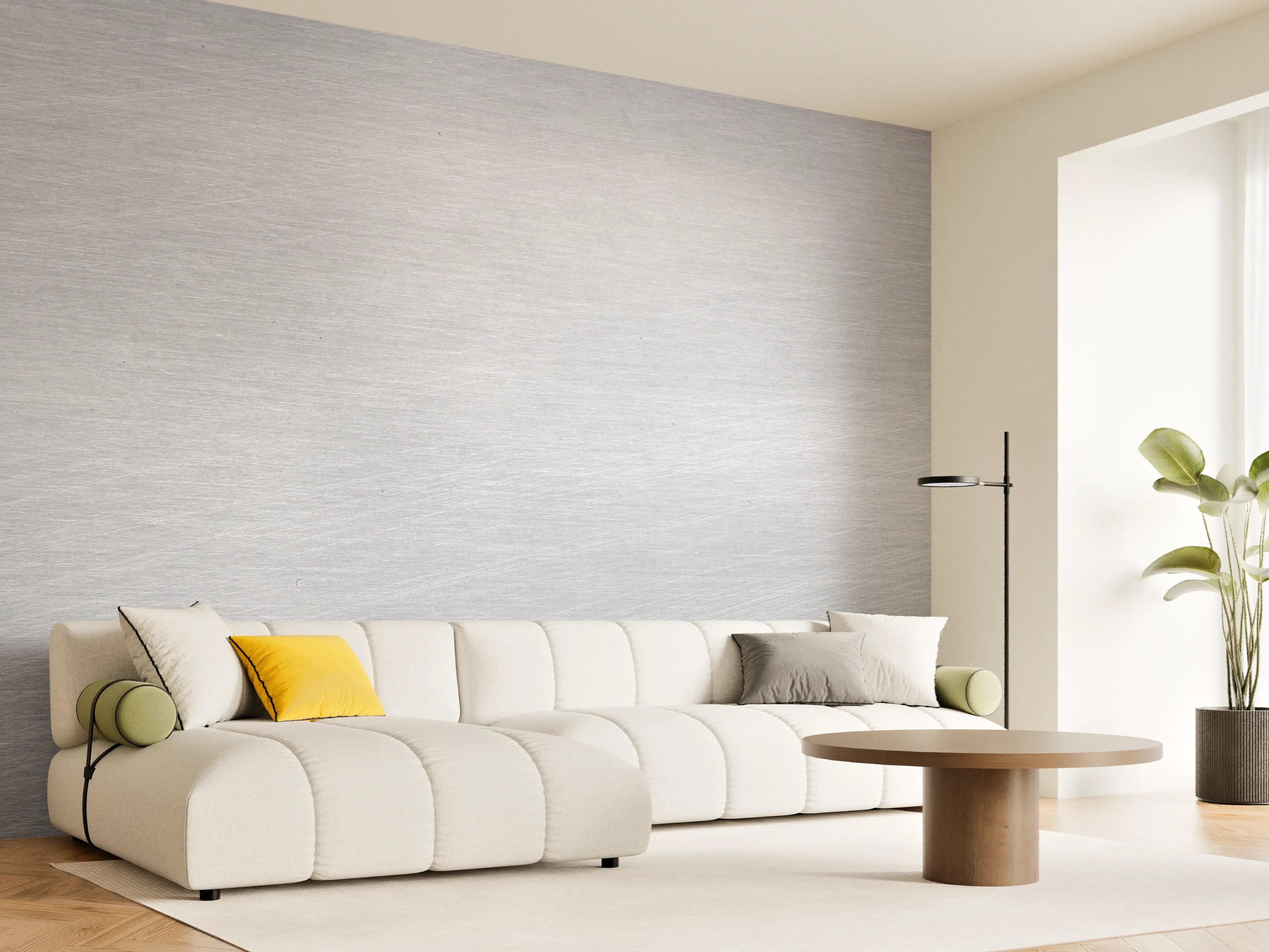 Wandverkleidung Wohnzimmer - Helles Metall-Design