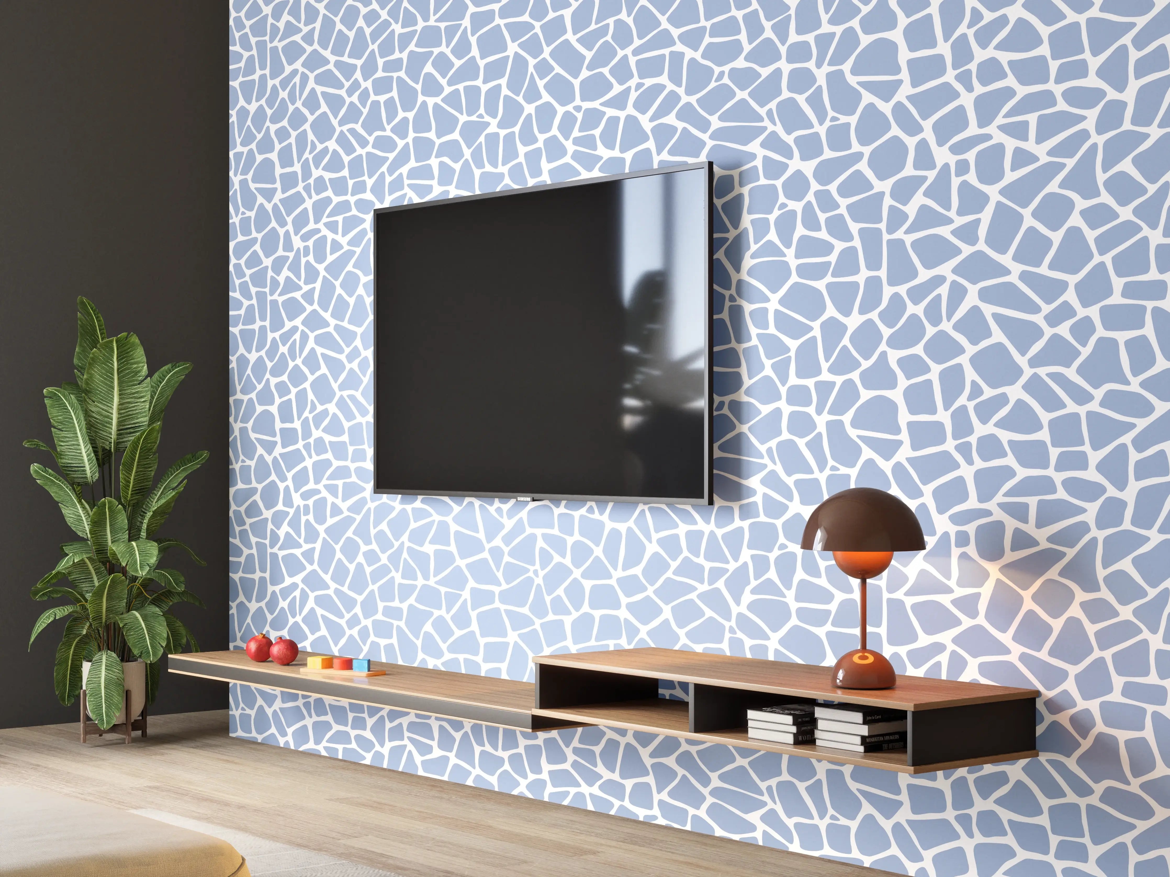 Wandverkleidung Wohnzimmer - Helles Mosaik-Design mit Weiß- und Grautönen