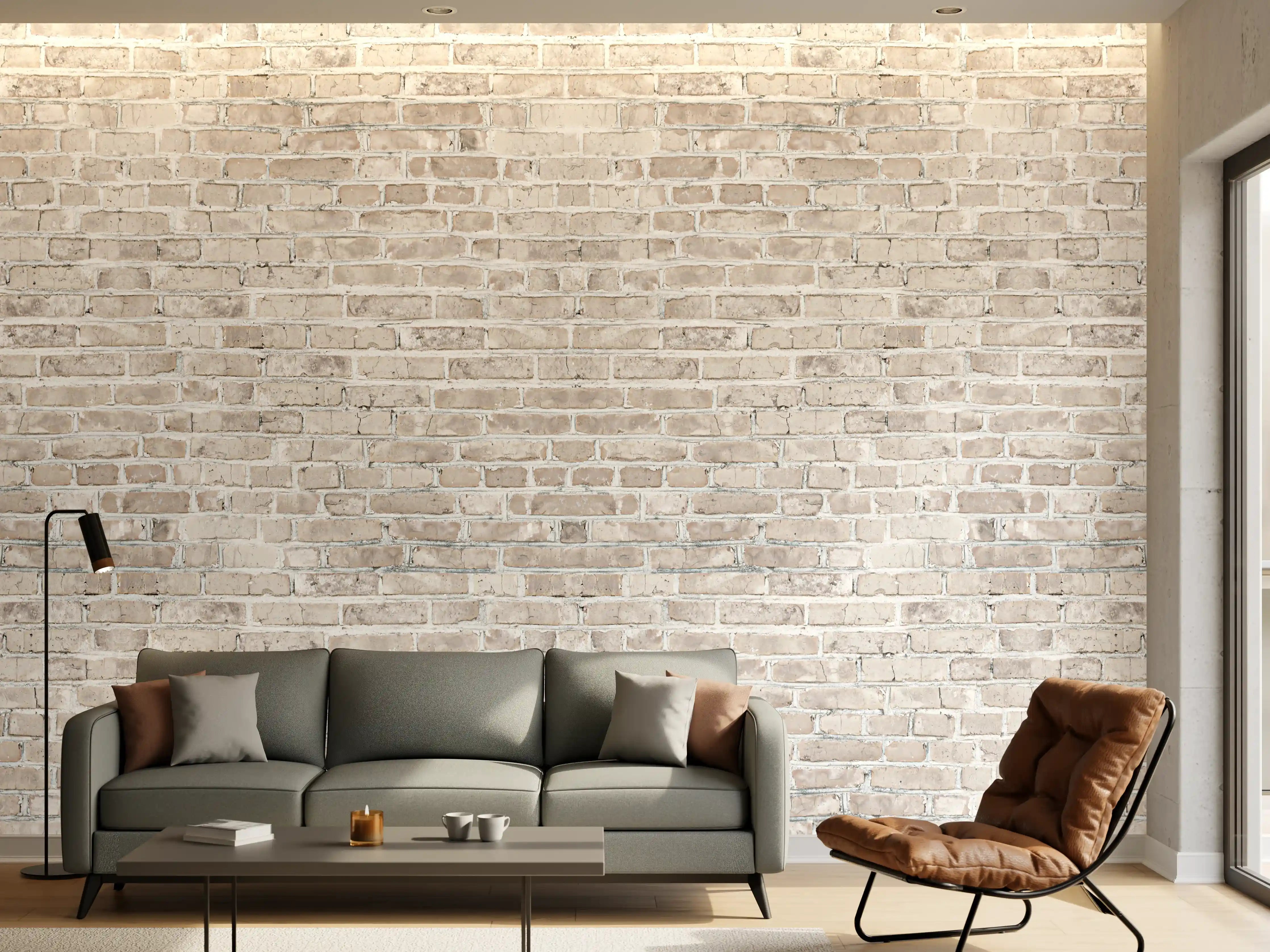 Wandverkleidung Wohnzimmer - Helles Ziegelmauer-Wanddekoration