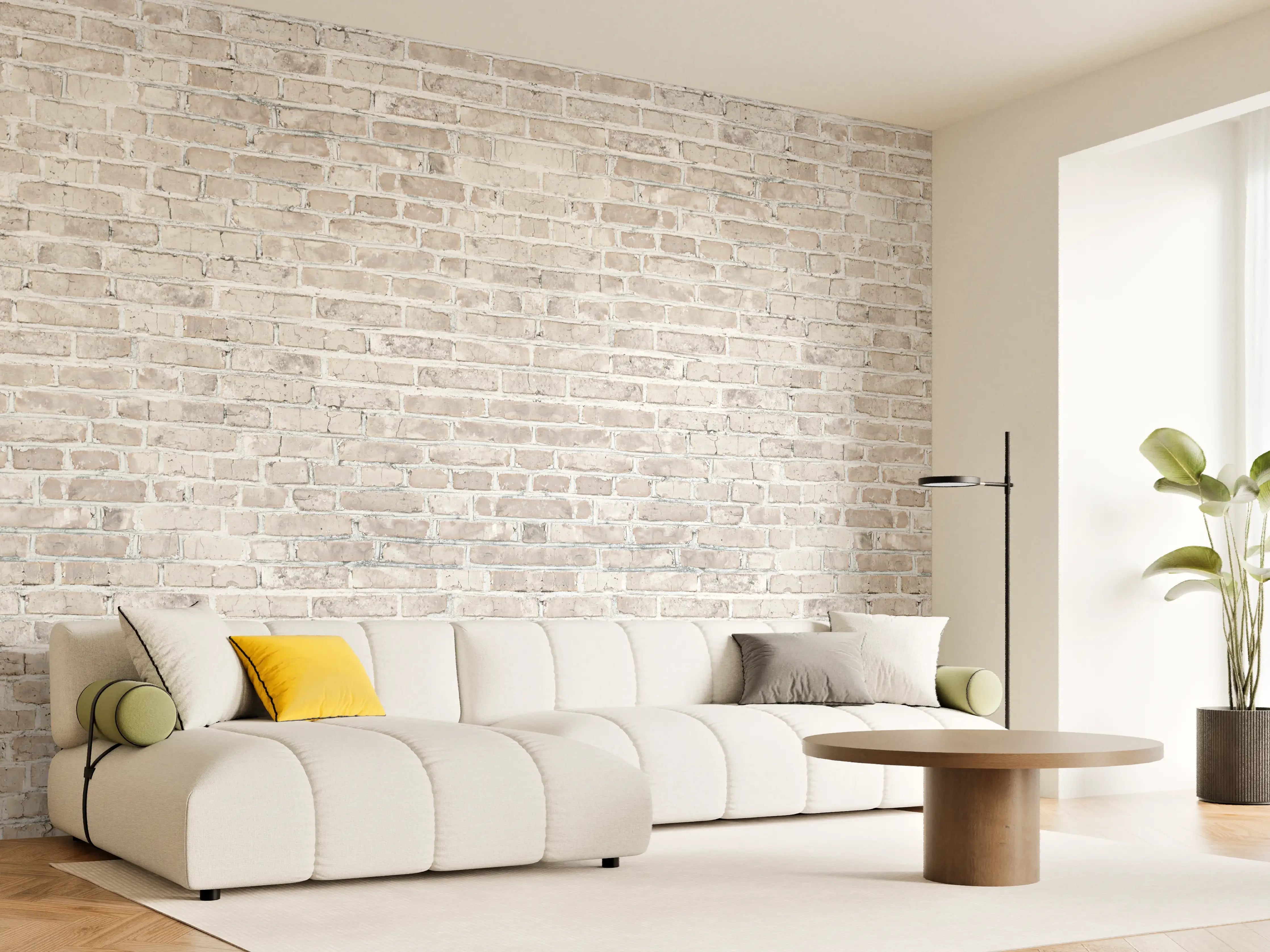 Wandverkleidung Wohnzimmer - Helles Ziegelmauer-Wanddekoration