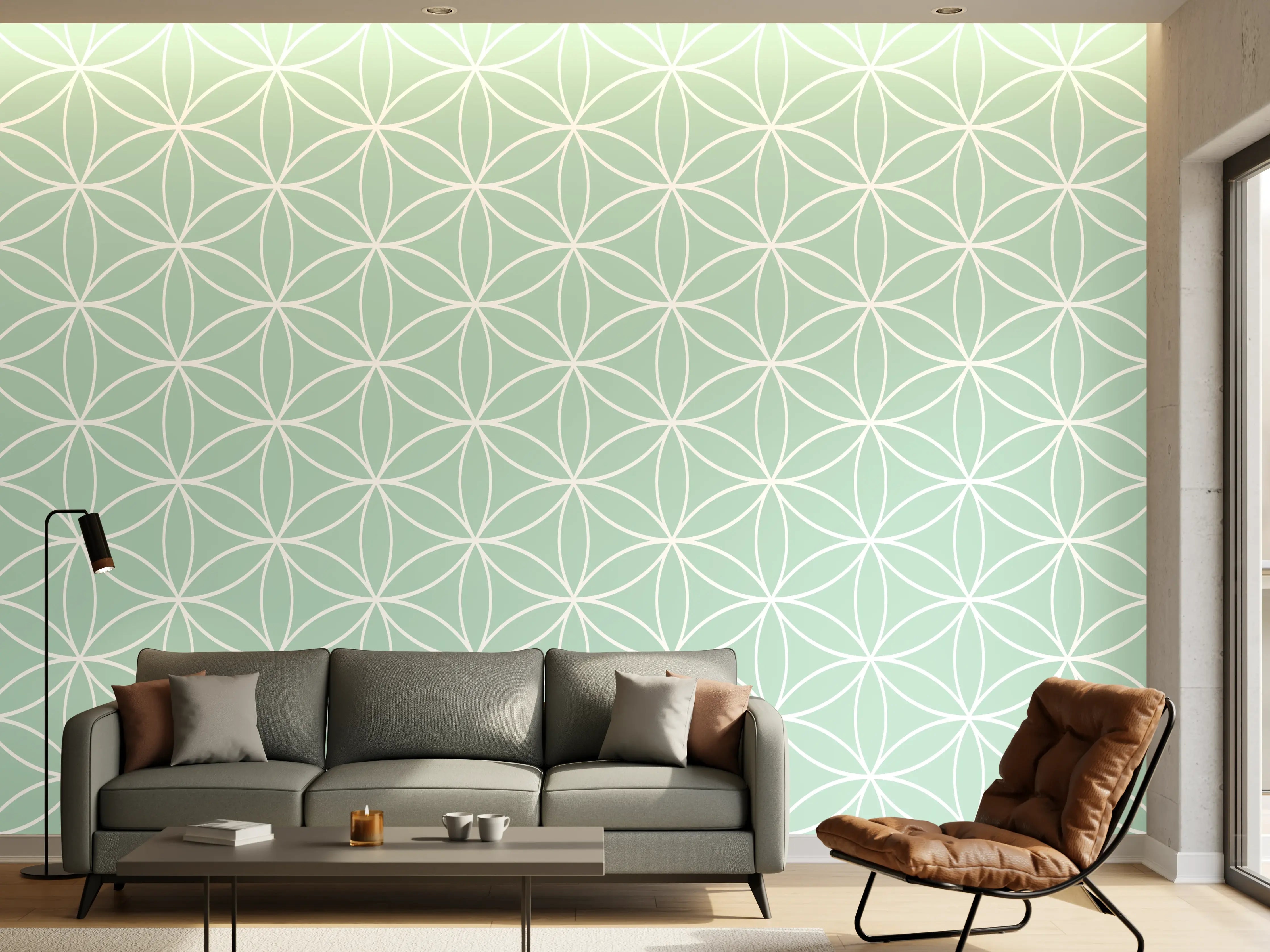 Wandverkleidung Wohnzimmer - Helles geometrisches Muster in Pastelltönen