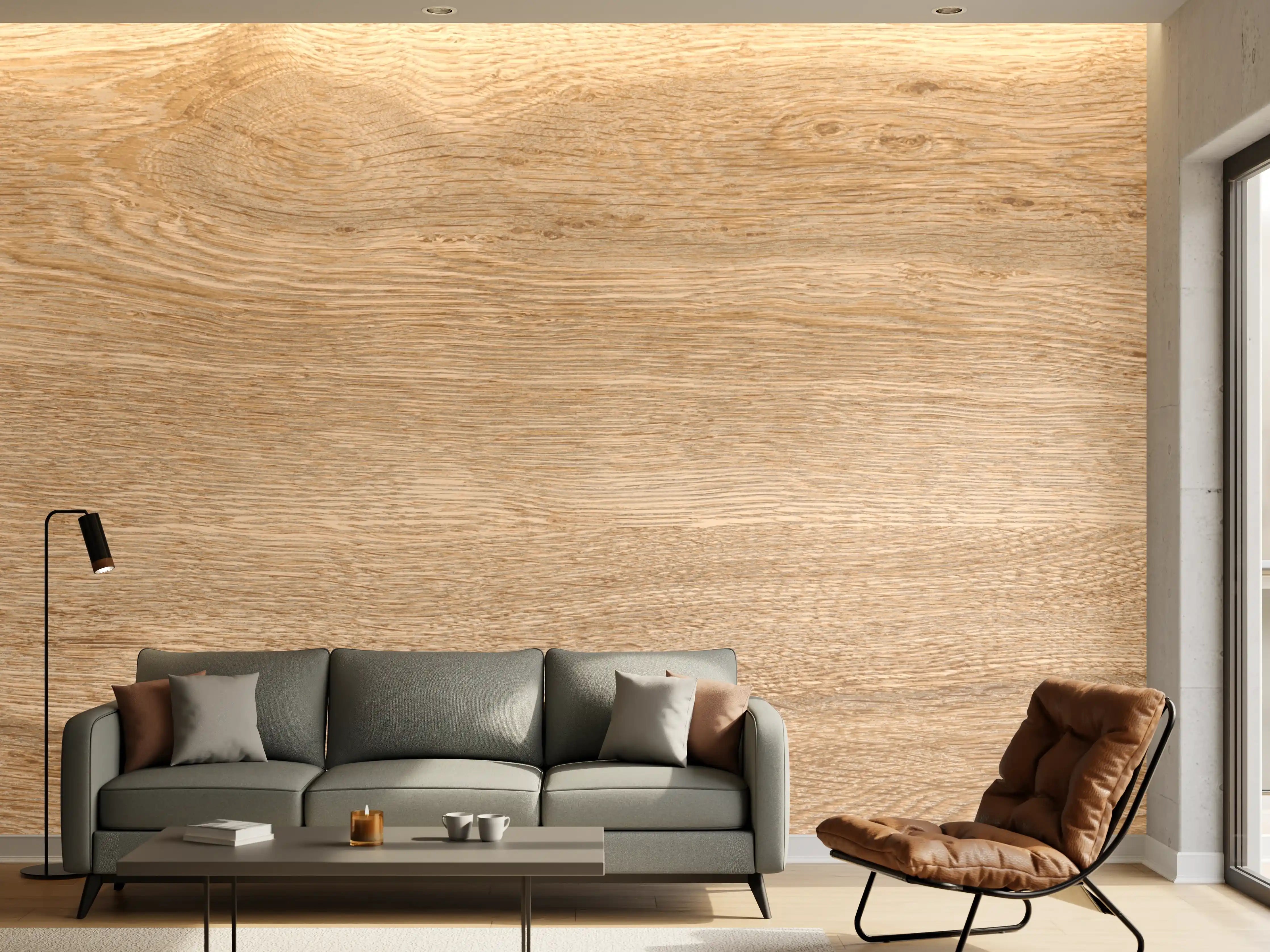 Wandverkleidung Wohnzimmer - Helles trockenes Holz