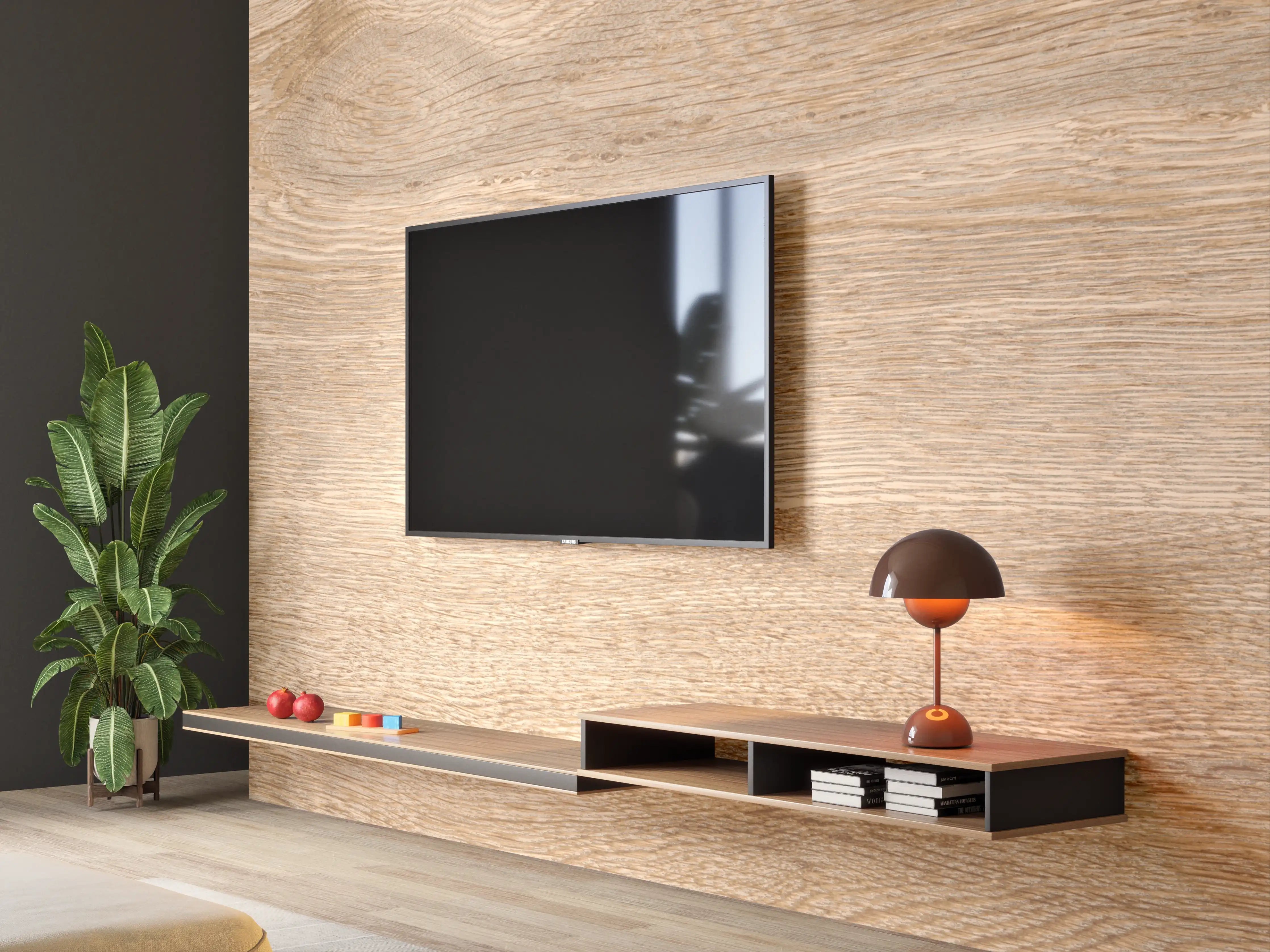 Wandverkleidung Wohnzimmer - Helles trockenes Holz