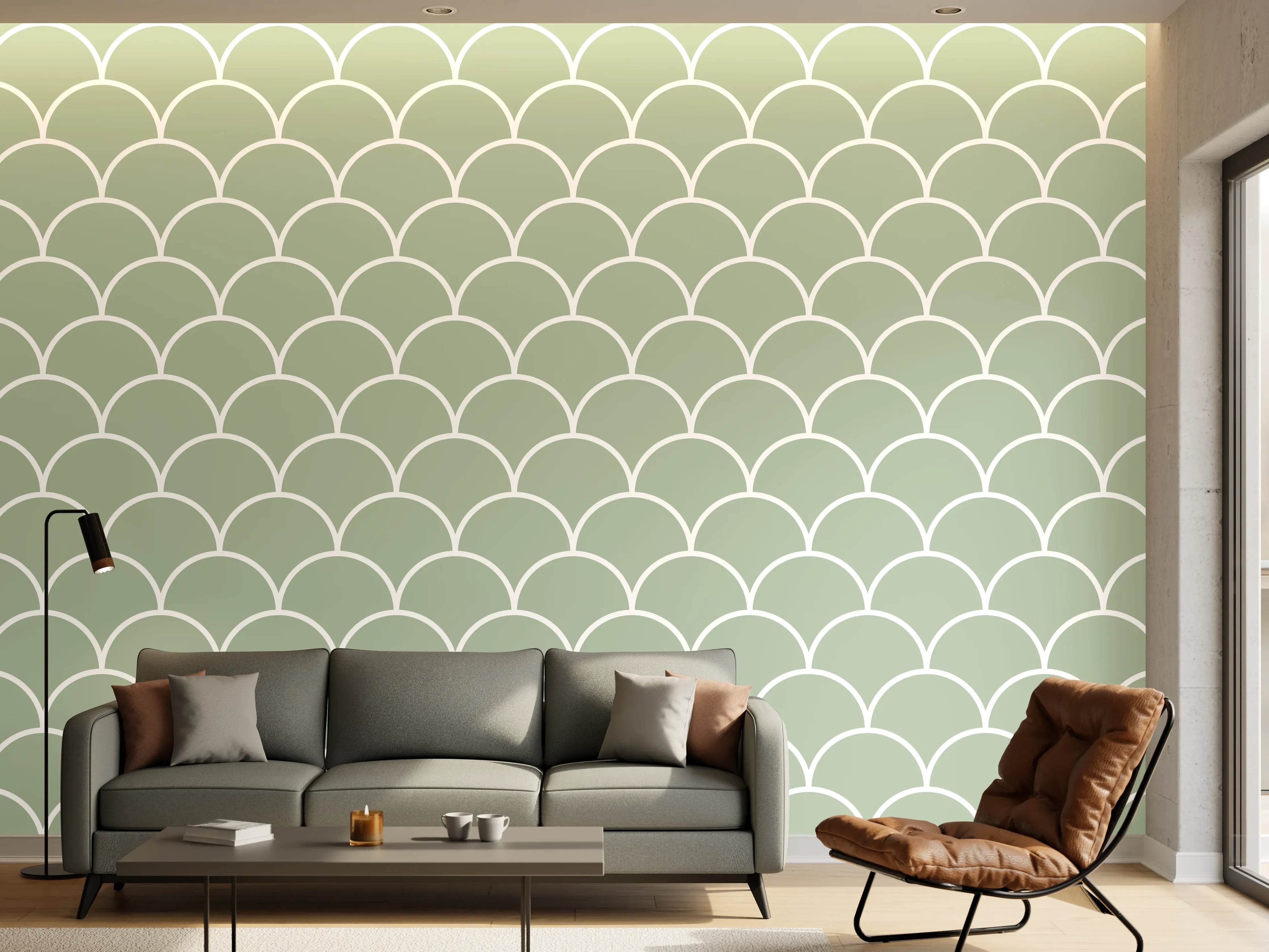 Wandverkleidung Wohnzimmer - Helles, elegantes Mustermotiv