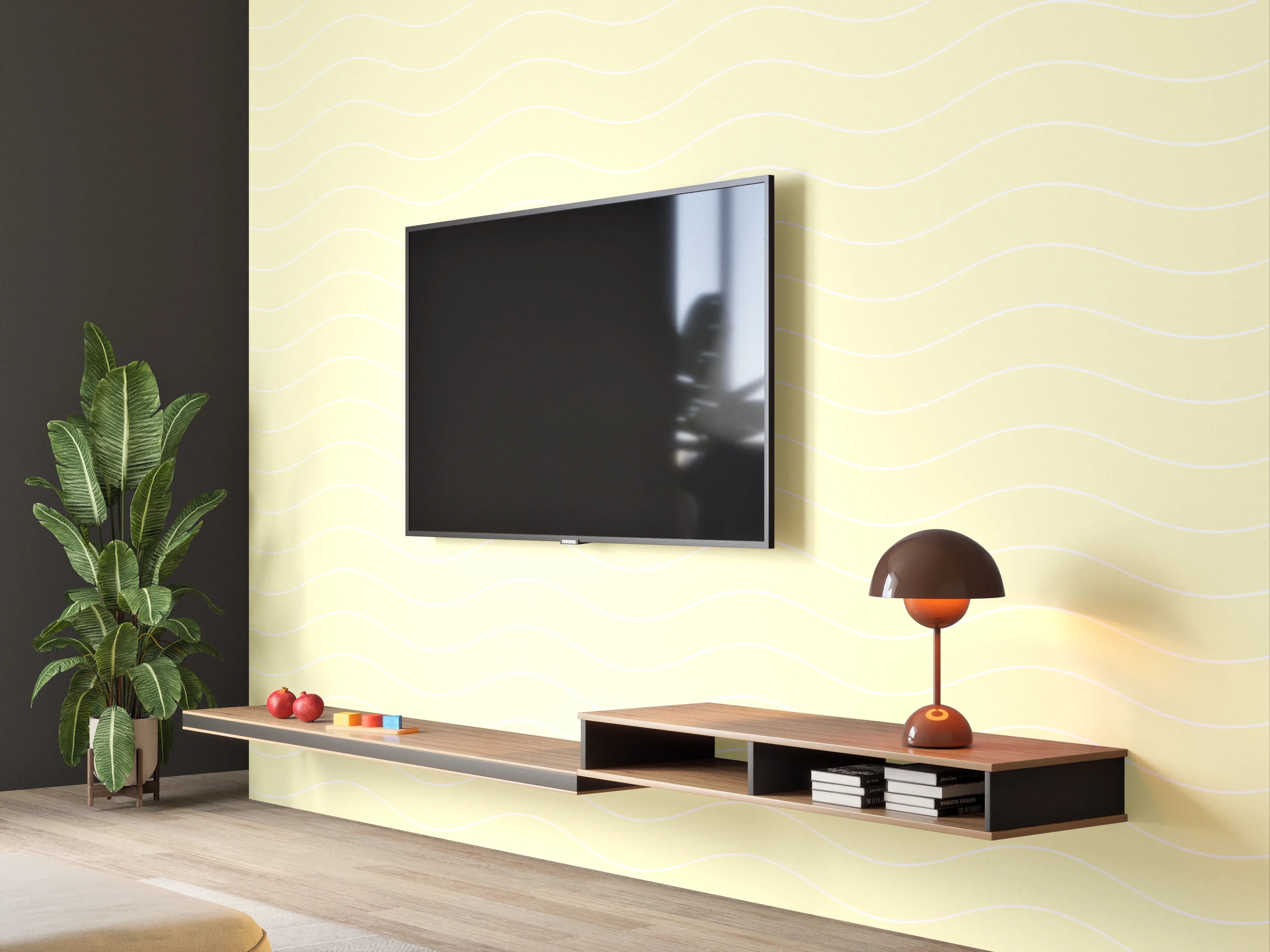 Wandverkleidung Wohnzimmer - Helles, minimalistisches Bild in beigen Tönen