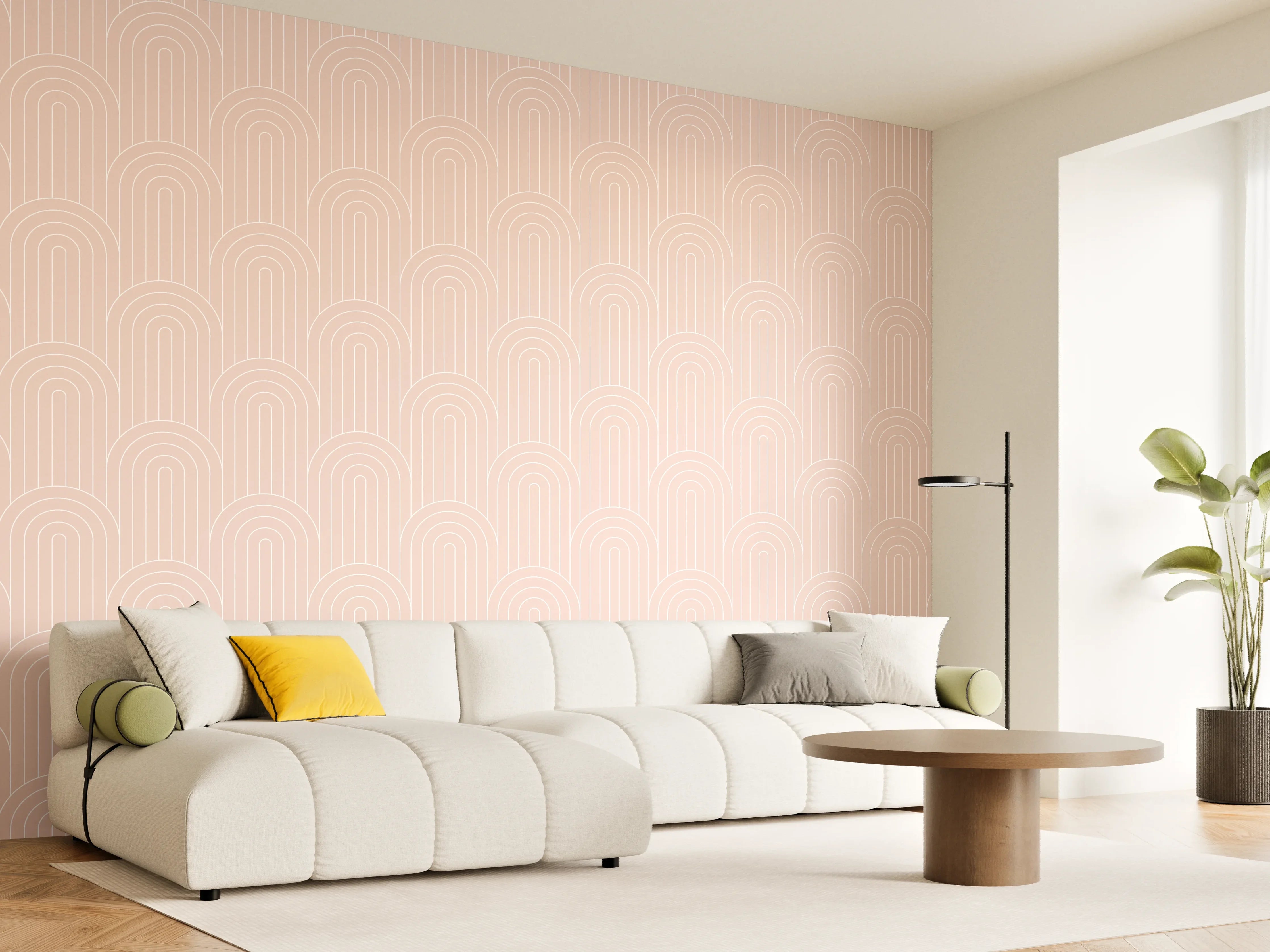 Wandverkleidung Wohnzimmer - Helles, minimalistisches Bild in sanften Pastelltönen