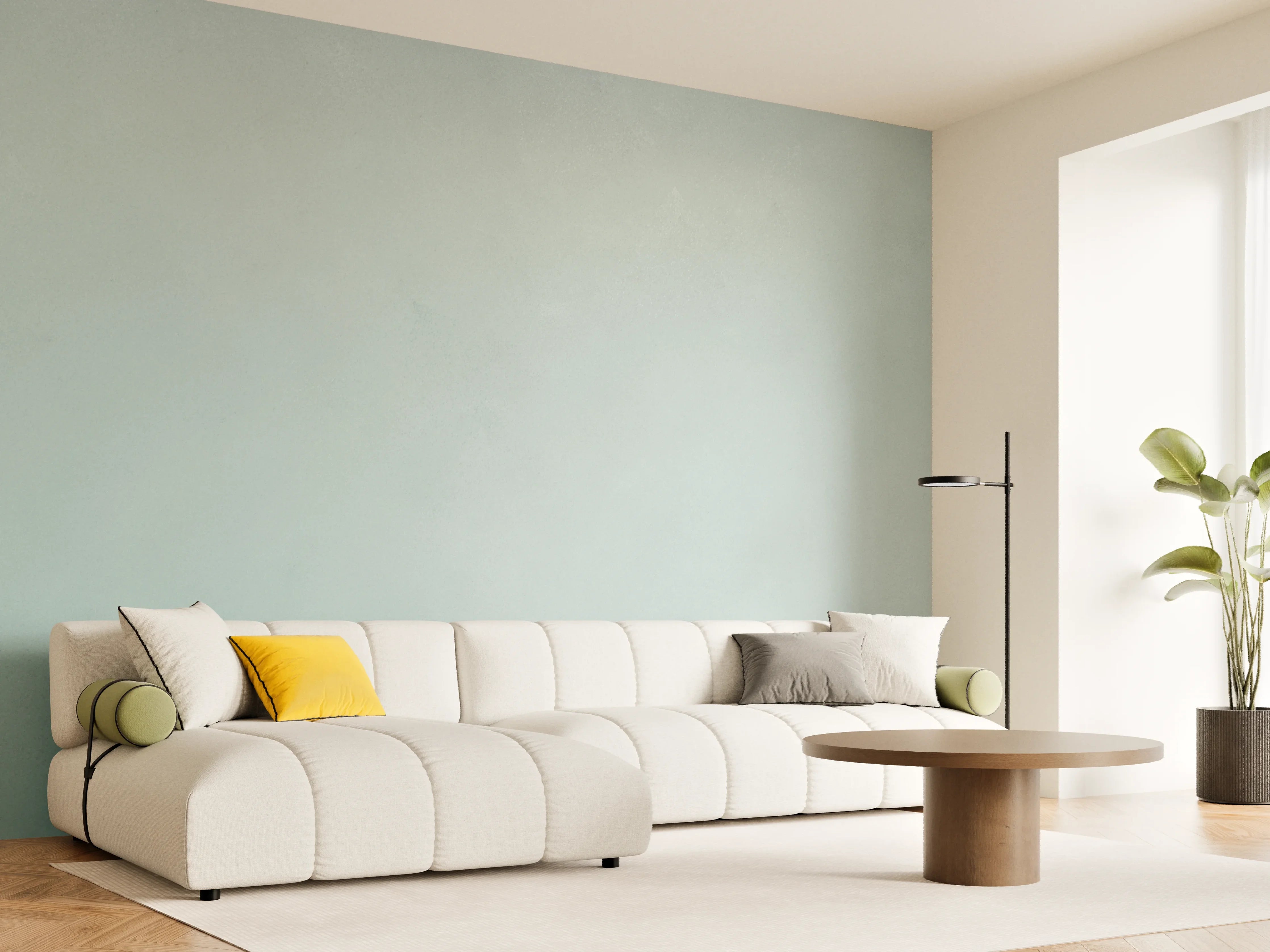 Wandverkleidung Wohnzimmer - Helles, minimalistisches Wanddesign
