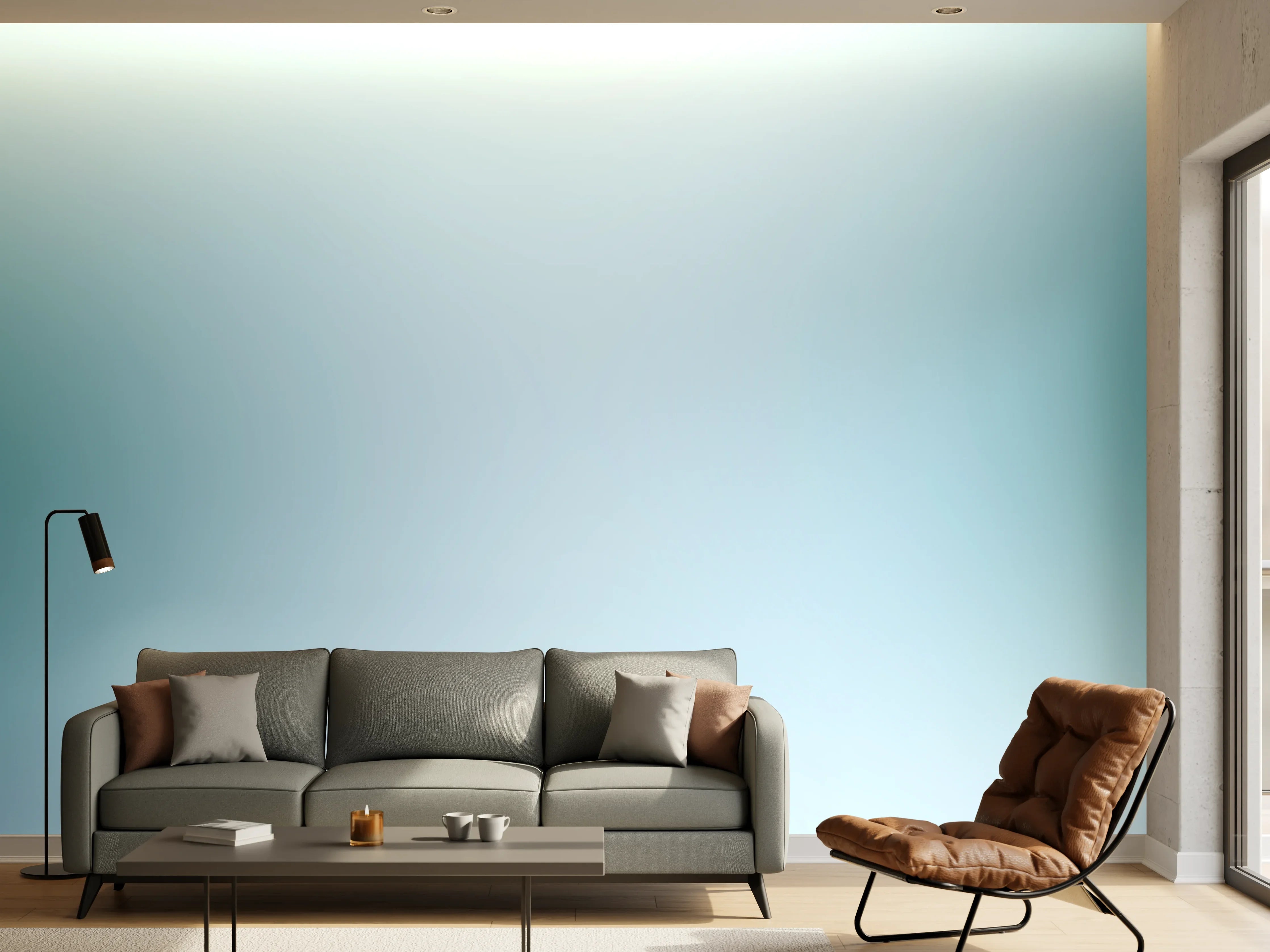 Wandverkleidung Wohnzimmer - Helles, modern gestaltetes Bild mit sanften Farbverläufen