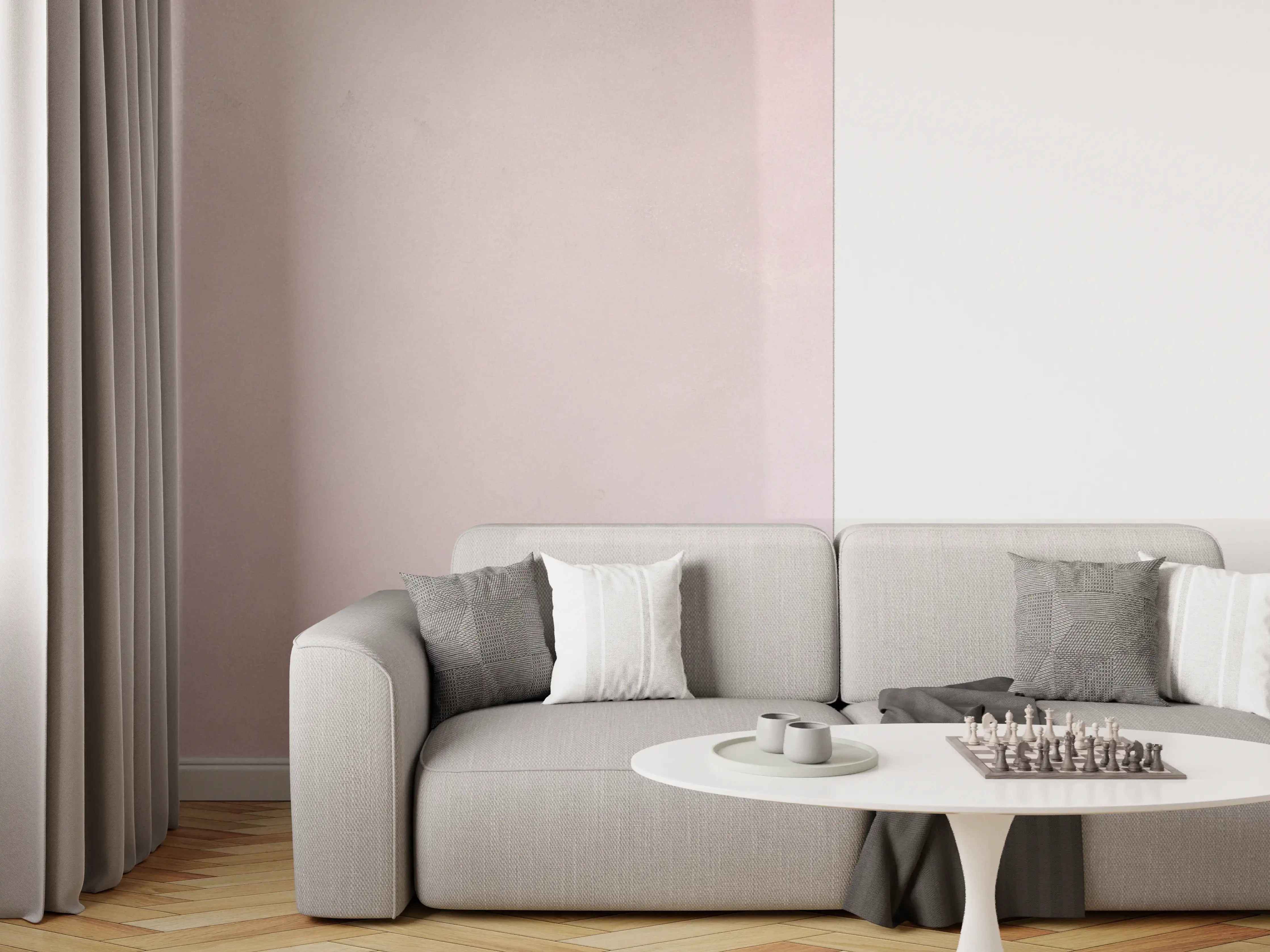 Wandverkleidung Wohnzimmer - Helles, neutrales Bild mit sanften Farbtönen