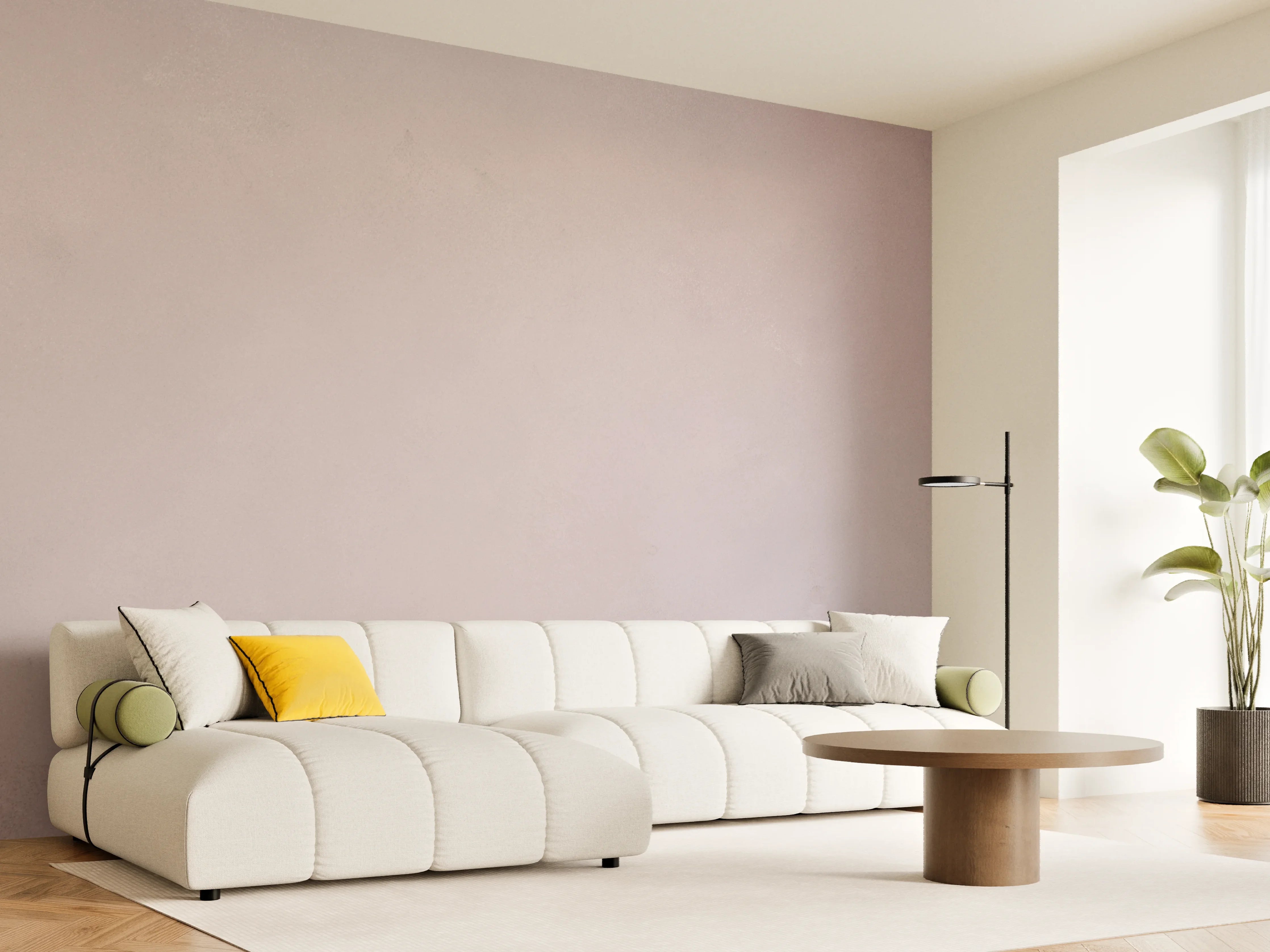 Wandverkleidung Wohnzimmer - Helles, neutrales Bild mit sanften Farbtönen