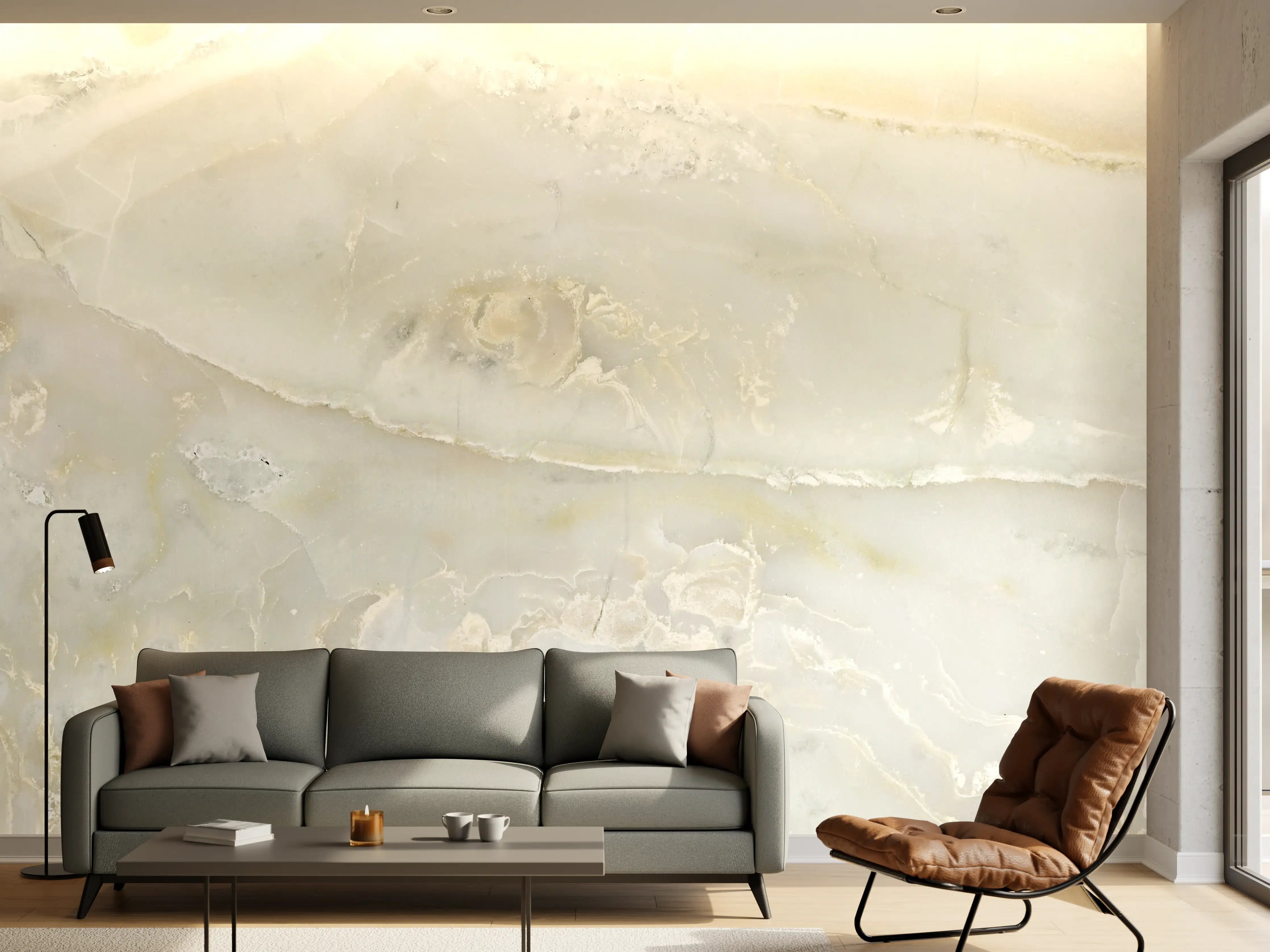 Wandverkleidung Wohnzimmer - Hellgrüner Marmor