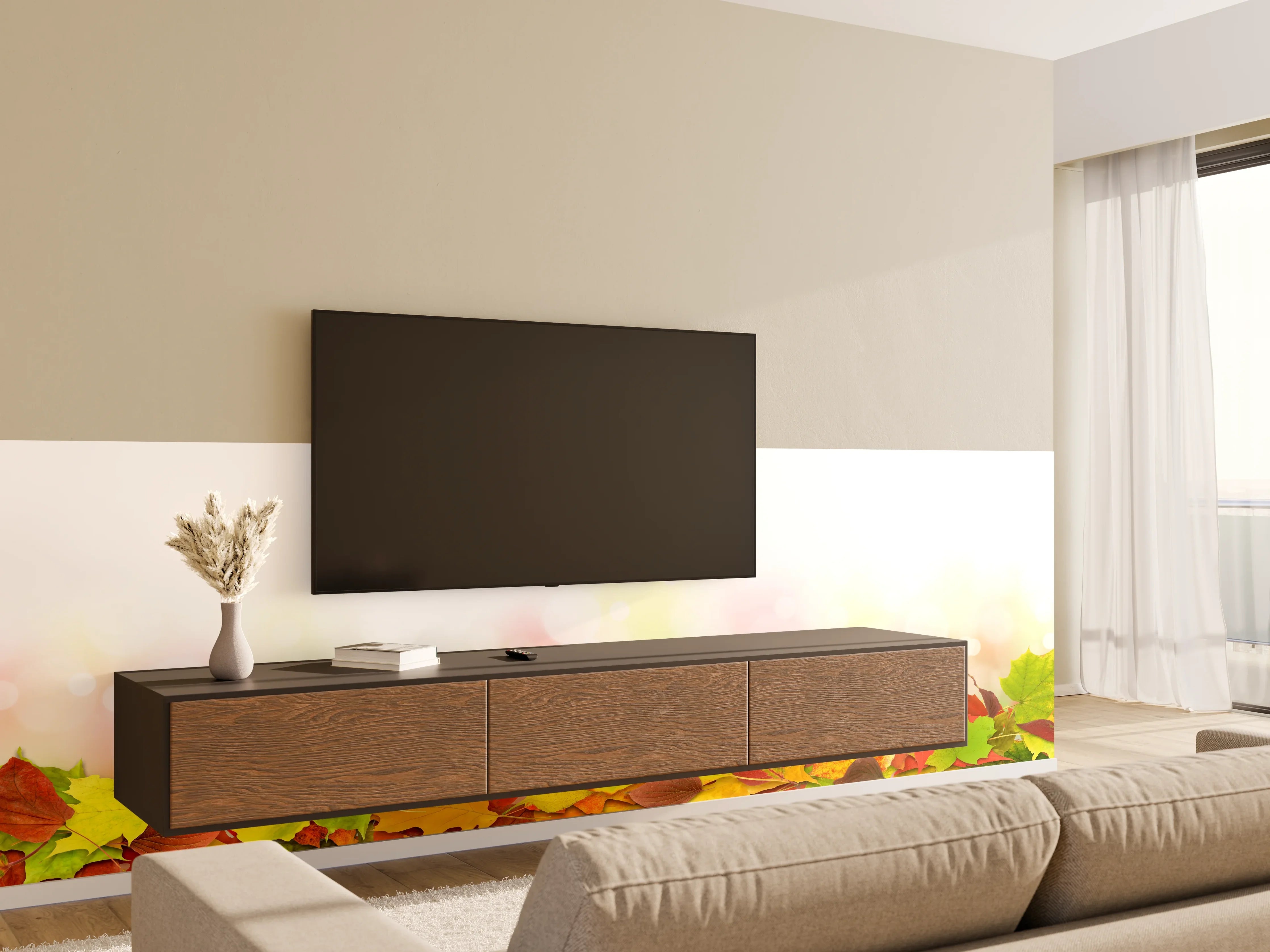 Wandverkleidung Wohnzimmer - Herbst Fantasie