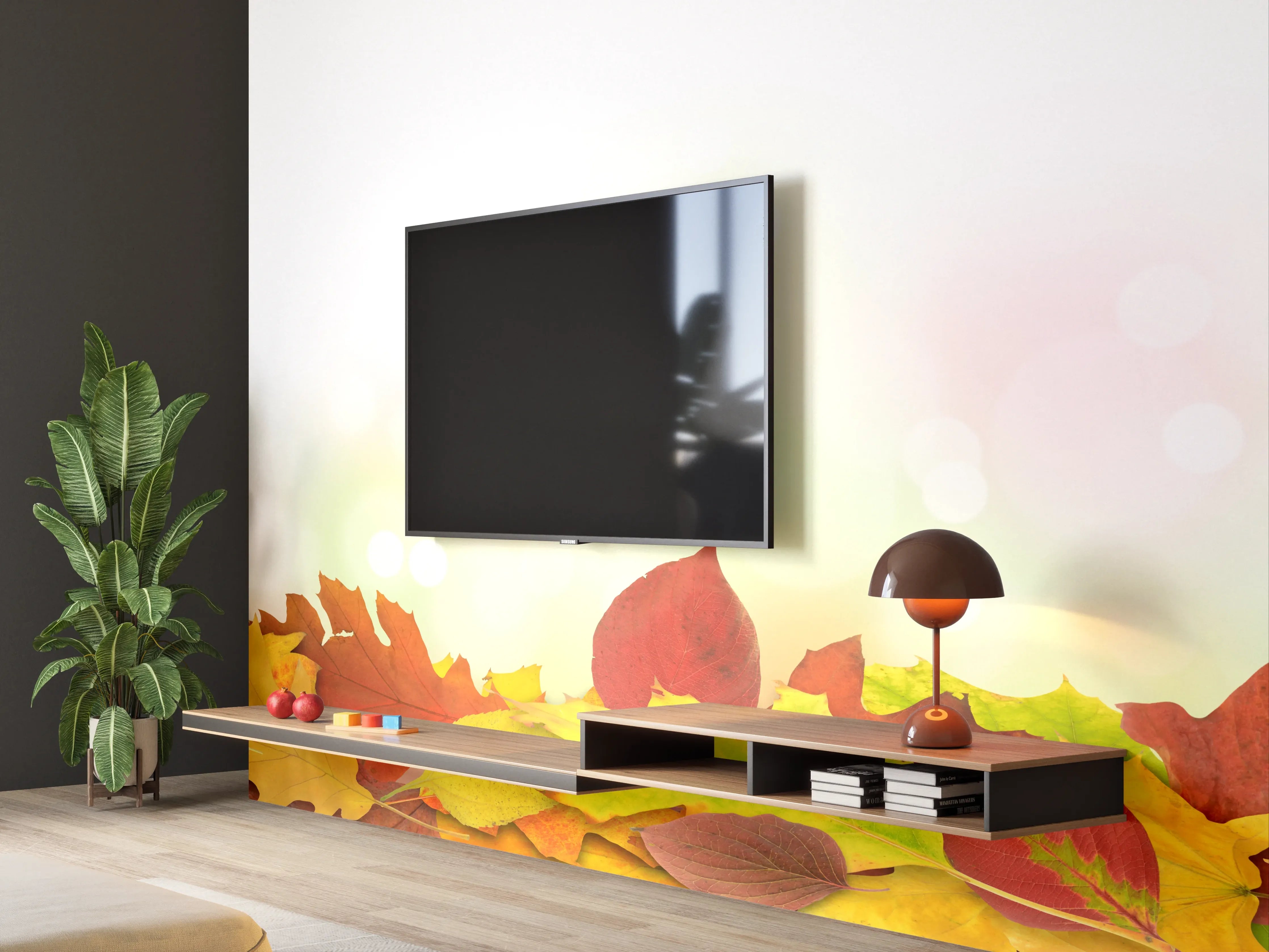 Wandverkleidung Wohnzimmer - Herbst Fantasie