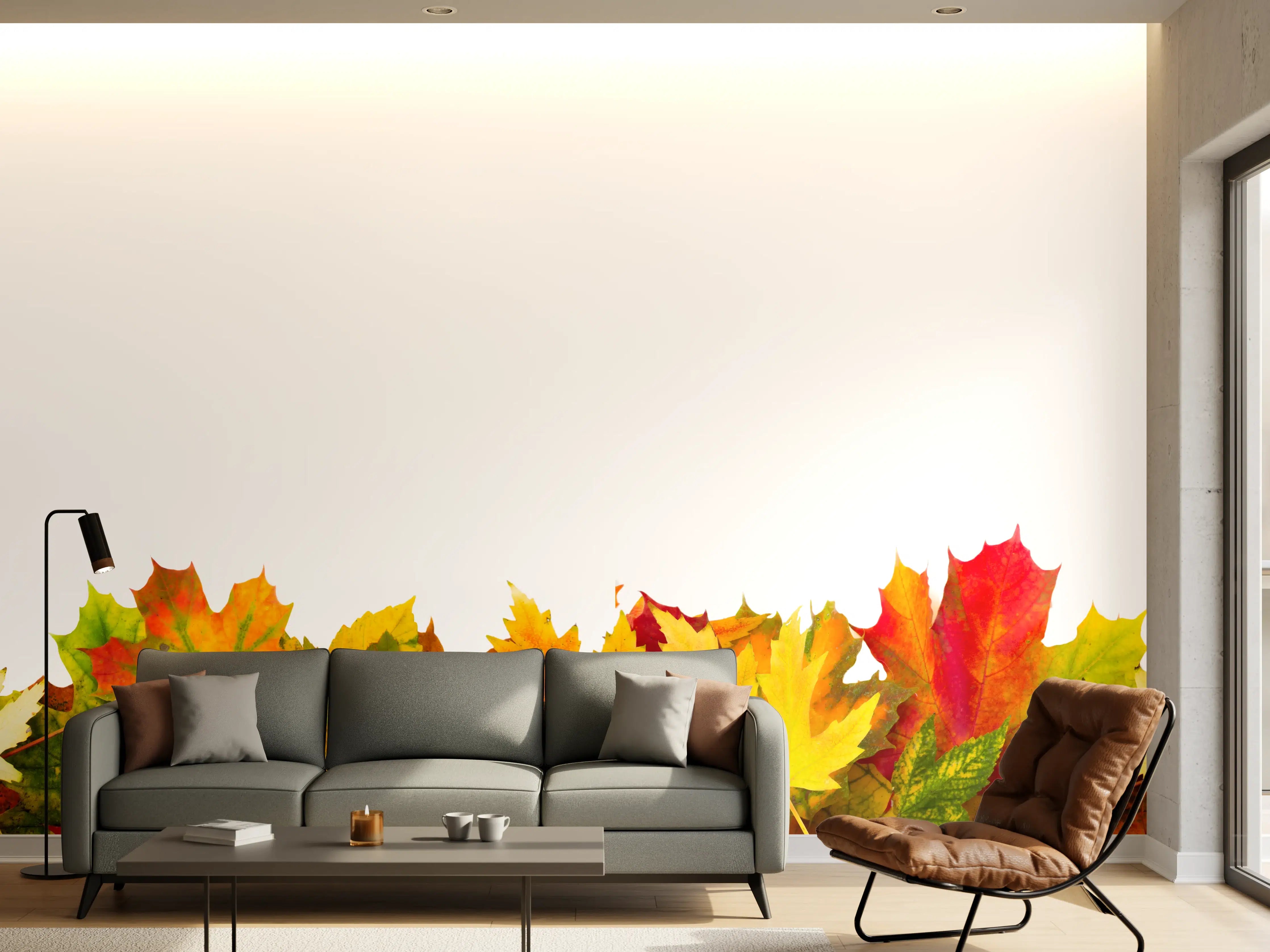 Wandverkleidung Wohnzimmer - Herbst Laub