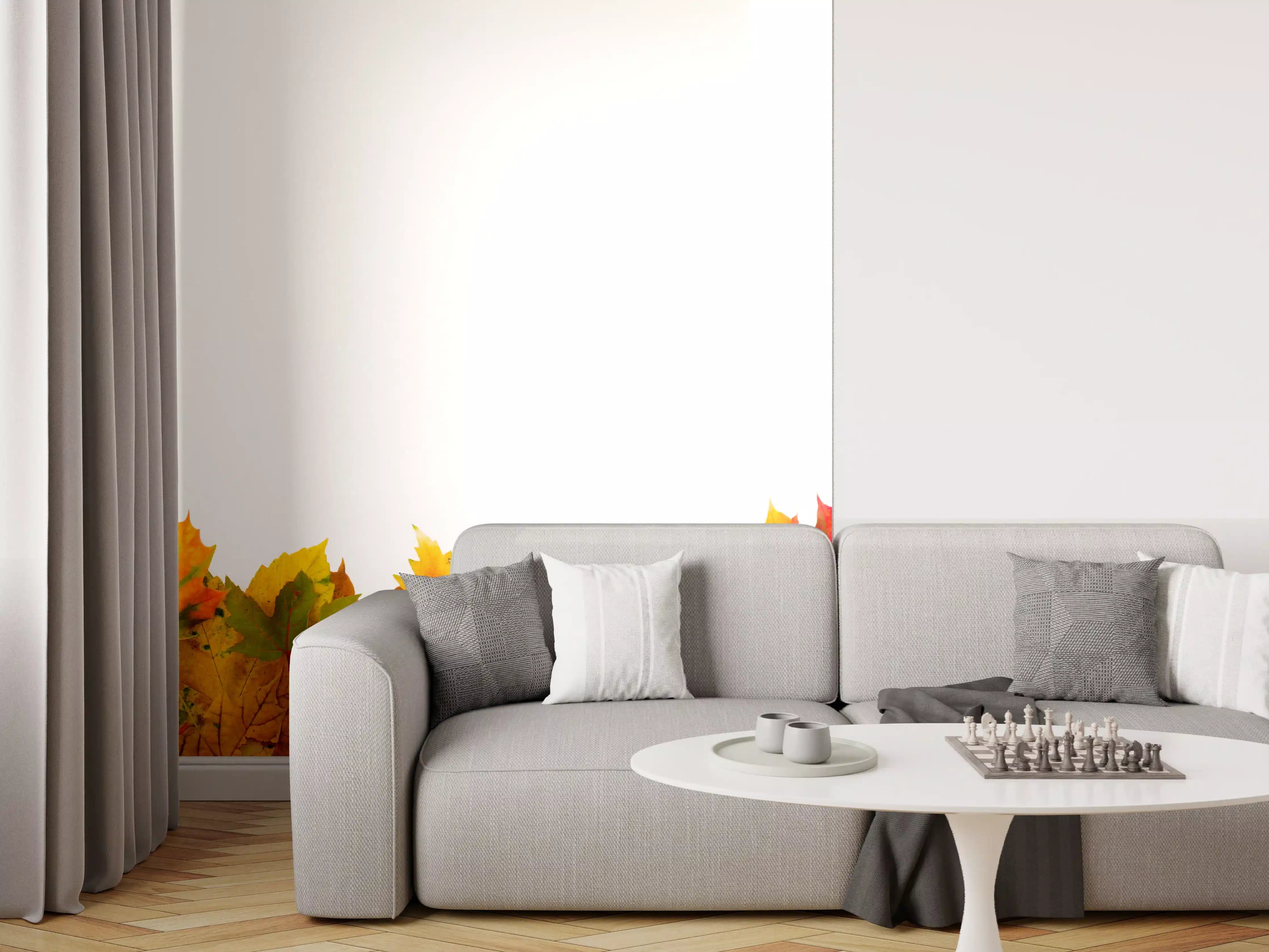 Wandverkleidung Wohnzimmer - Herbst Laub