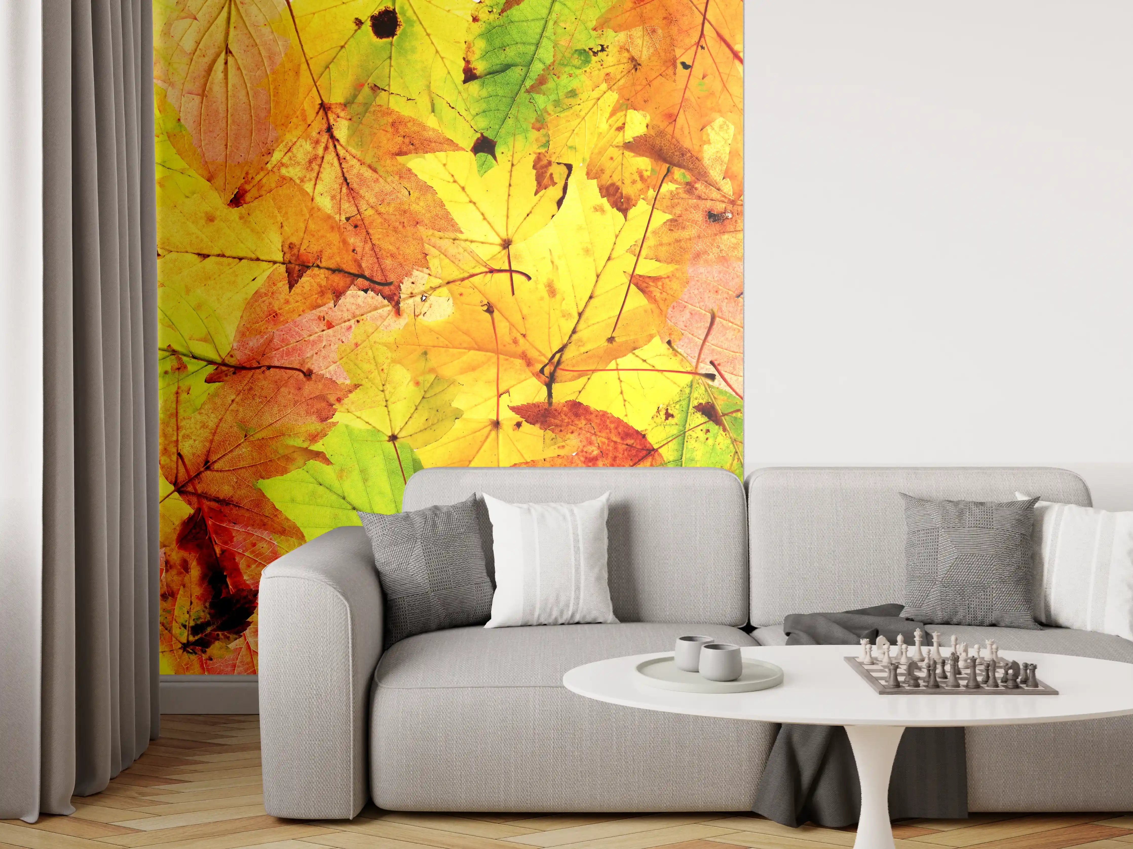 Wandverkleidung Wohnzimmer - Herbstblätter Hintergrund
