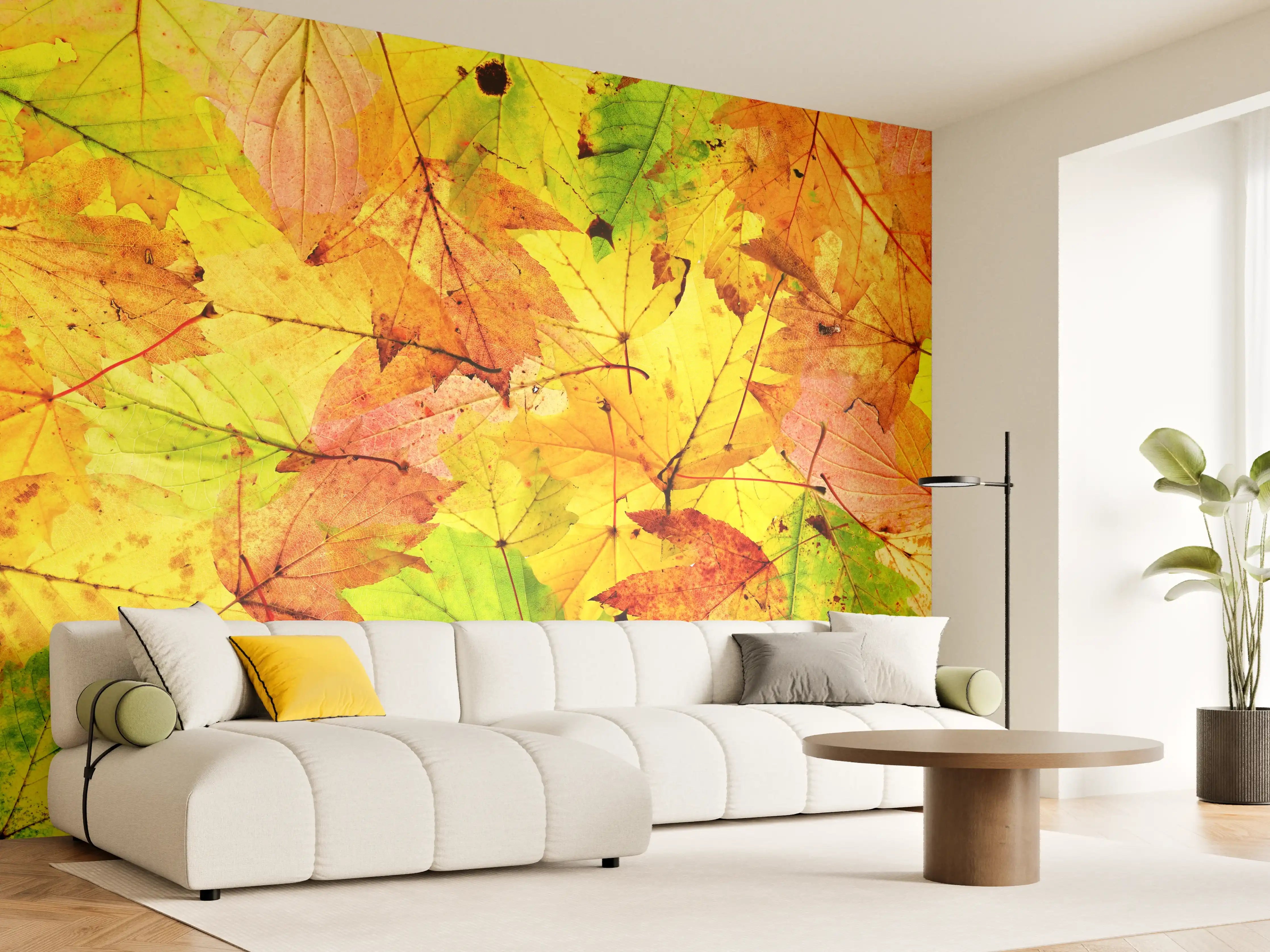 Wandverkleidung Wohnzimmer - Herbstblätter Hintergrund