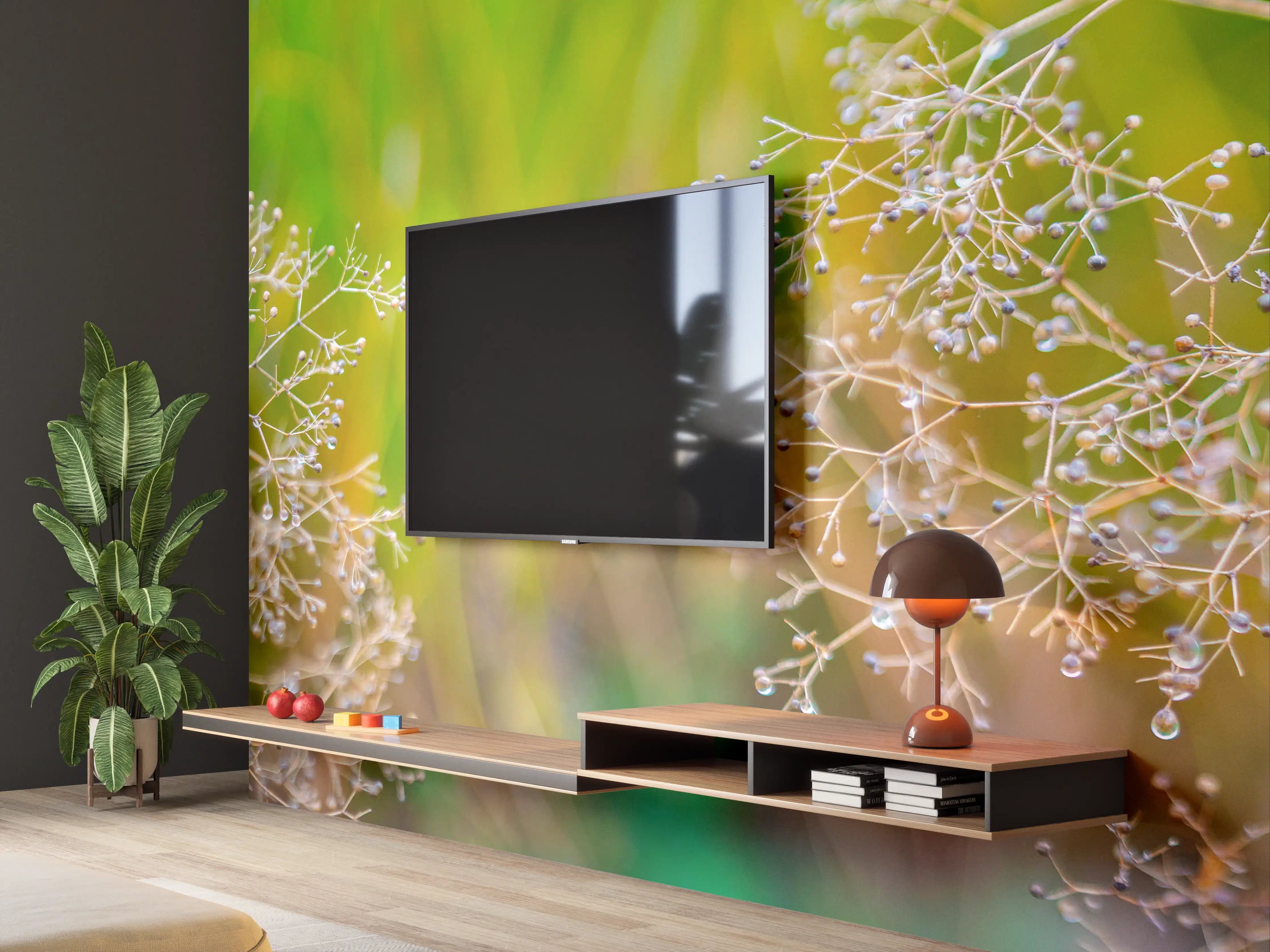 Wandverkleidung Wohnzimmer - Herbstliche Trockenblumen