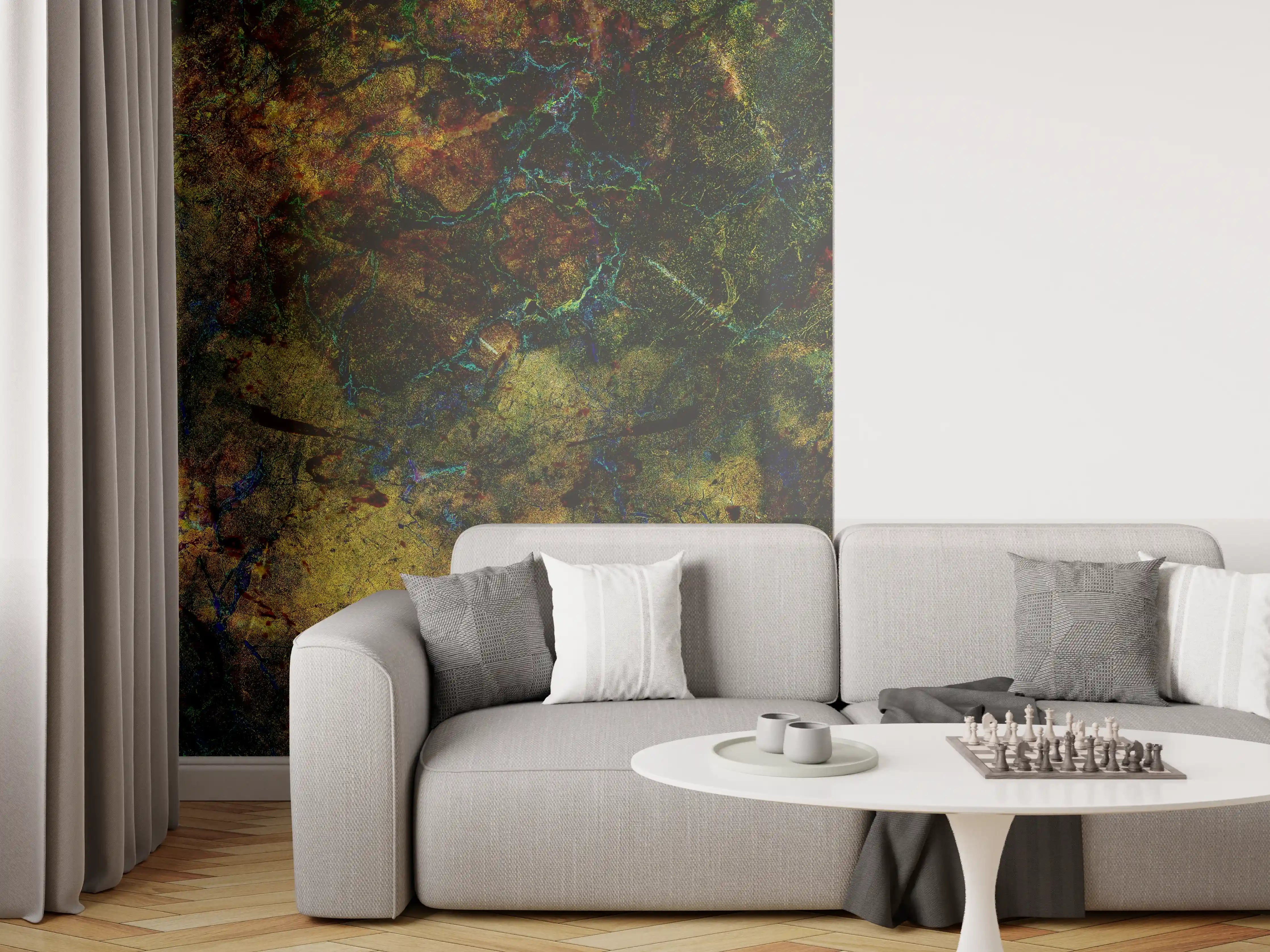 Wandverkleidung Wohnzimmer - Herbstlicher Wald mit bunten Blättern