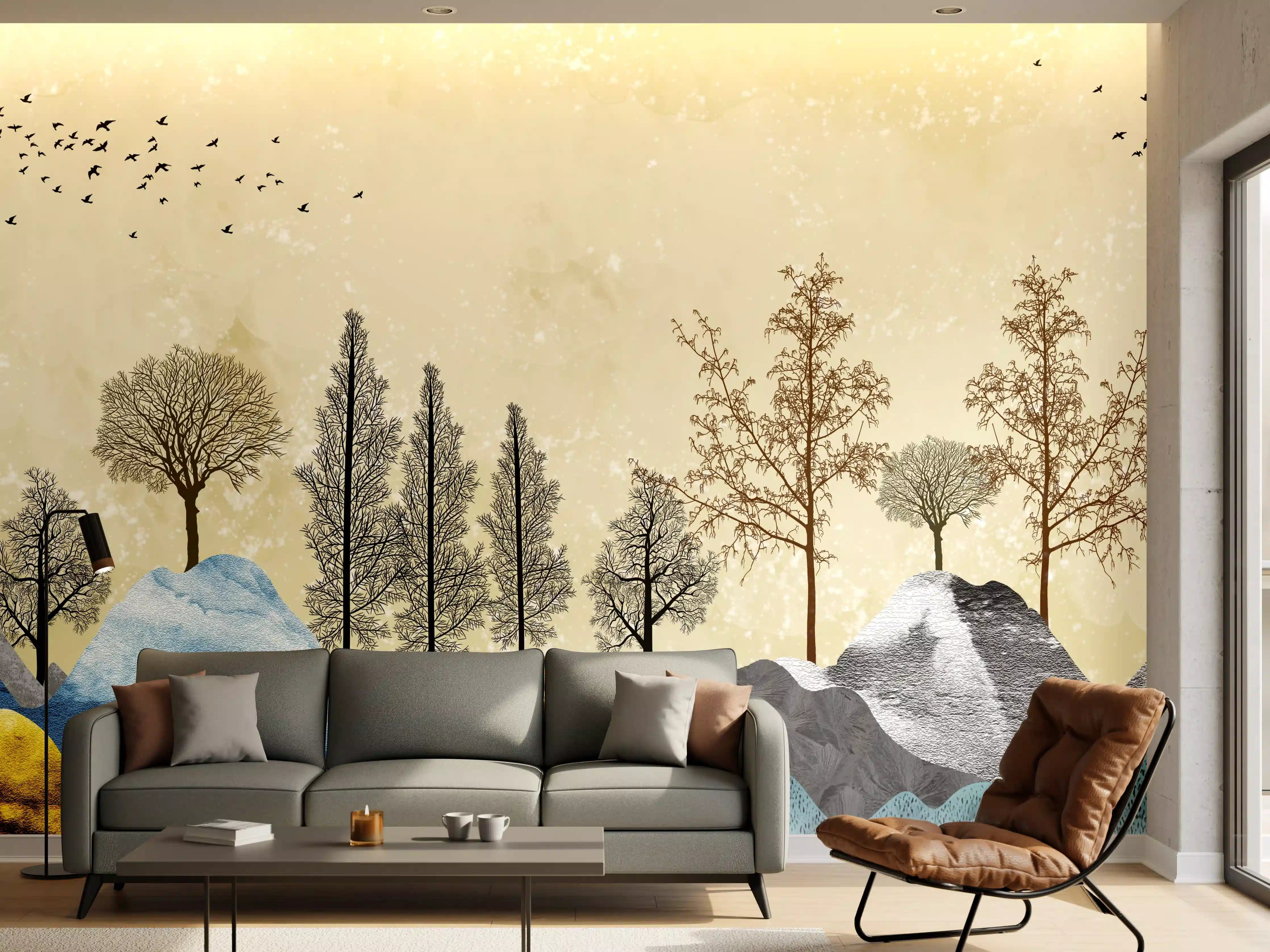 Wandverkleidung Wohnzimmer - Herbstliches Gemälde