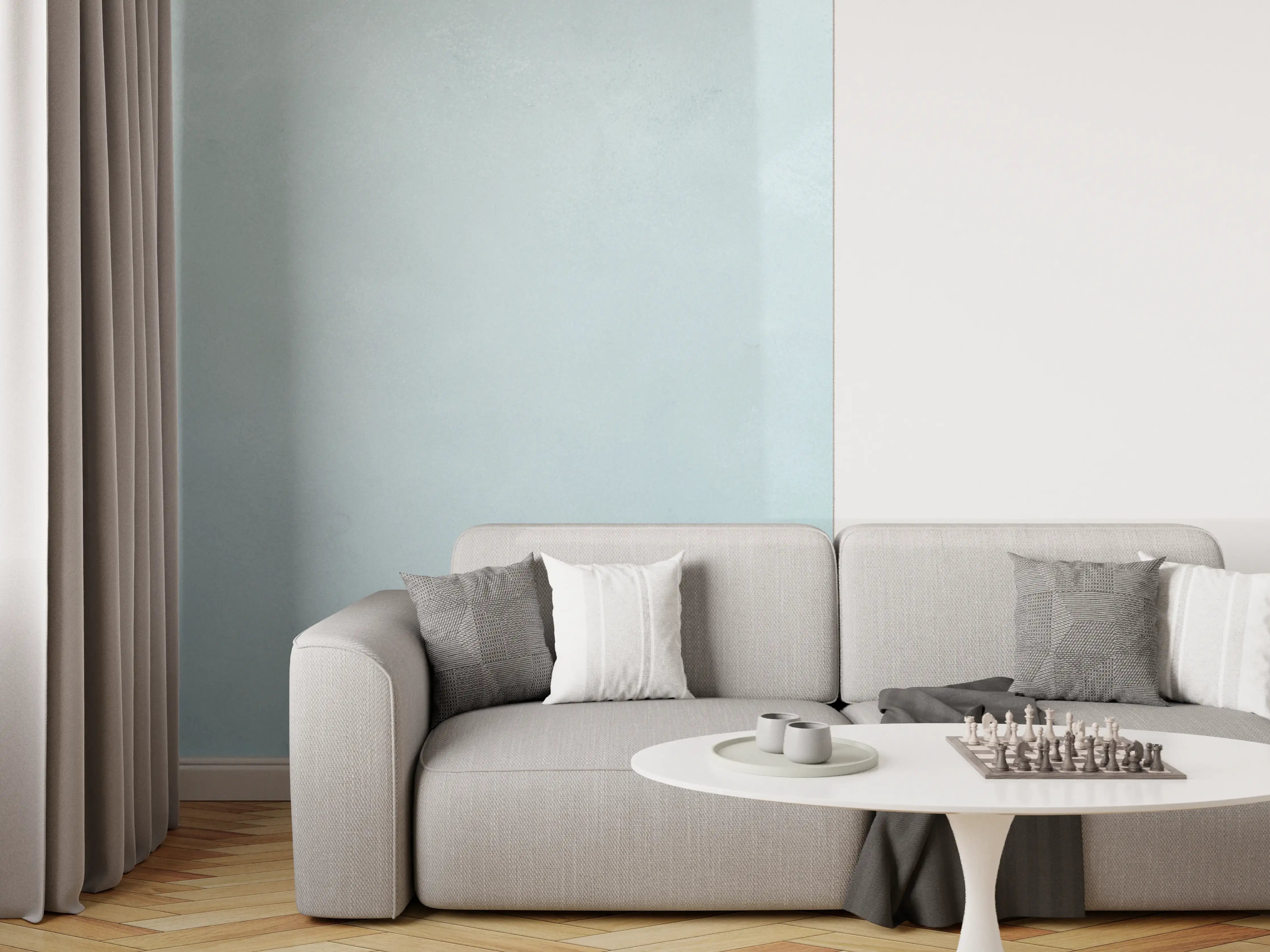 Wandverkleidung Wohnzimmer - Himmel in sanften Grautönen