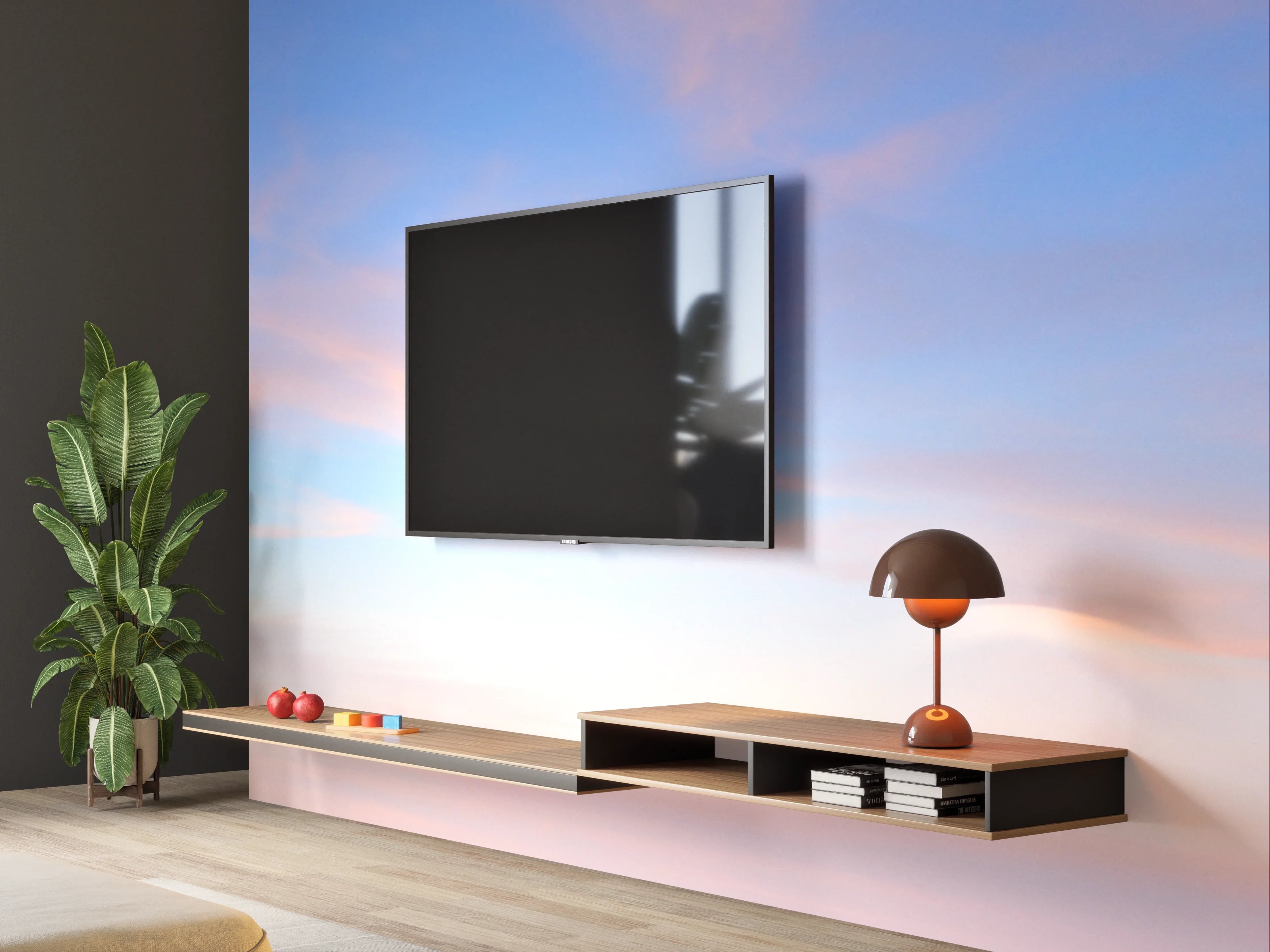 Wandverkleidung Wohnzimmer - Himmel mit sanften Wolken