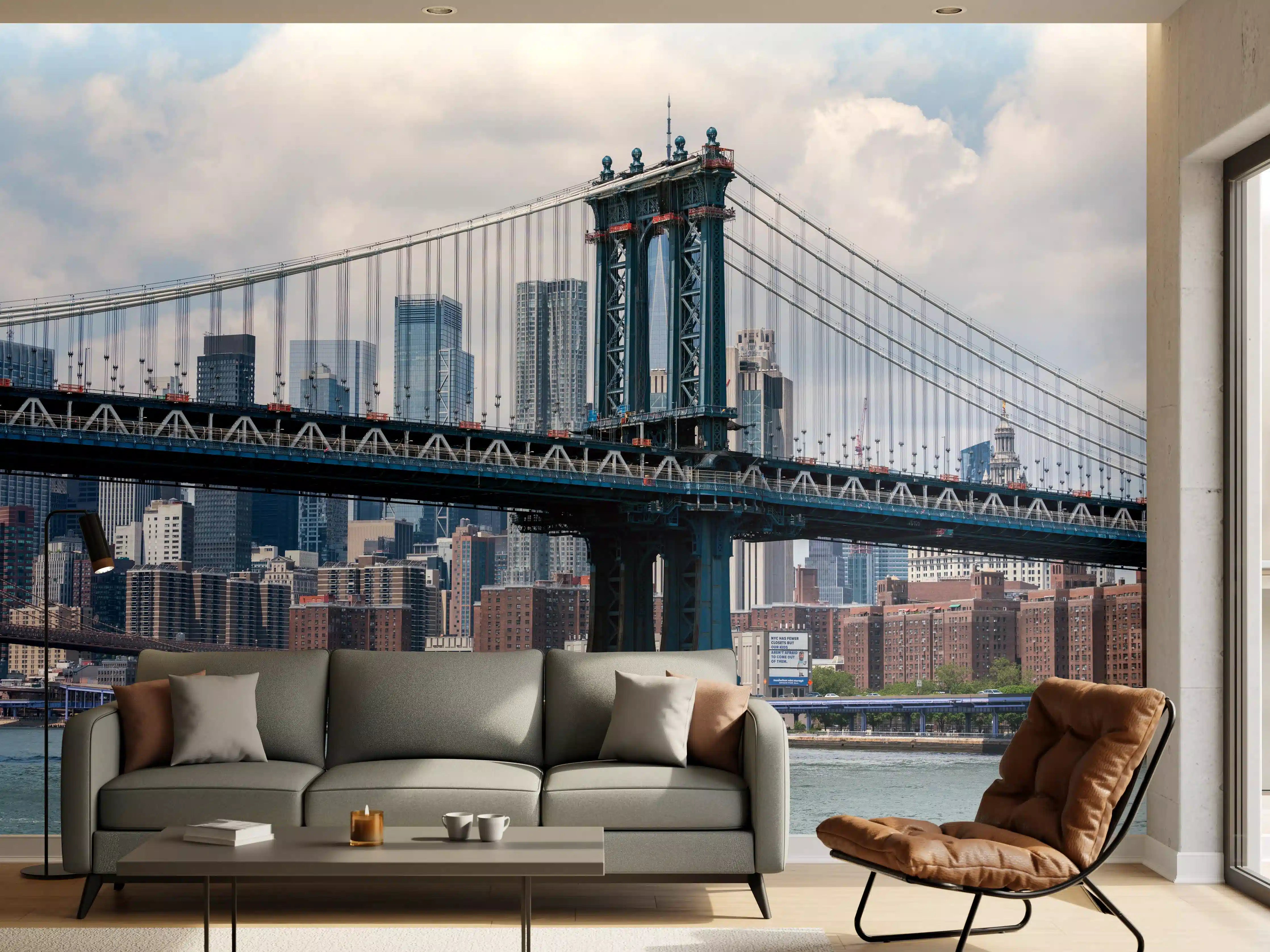 Wandverkleidung Wohnzimmer - Himmel über Brooklyn Bridge bei Tag