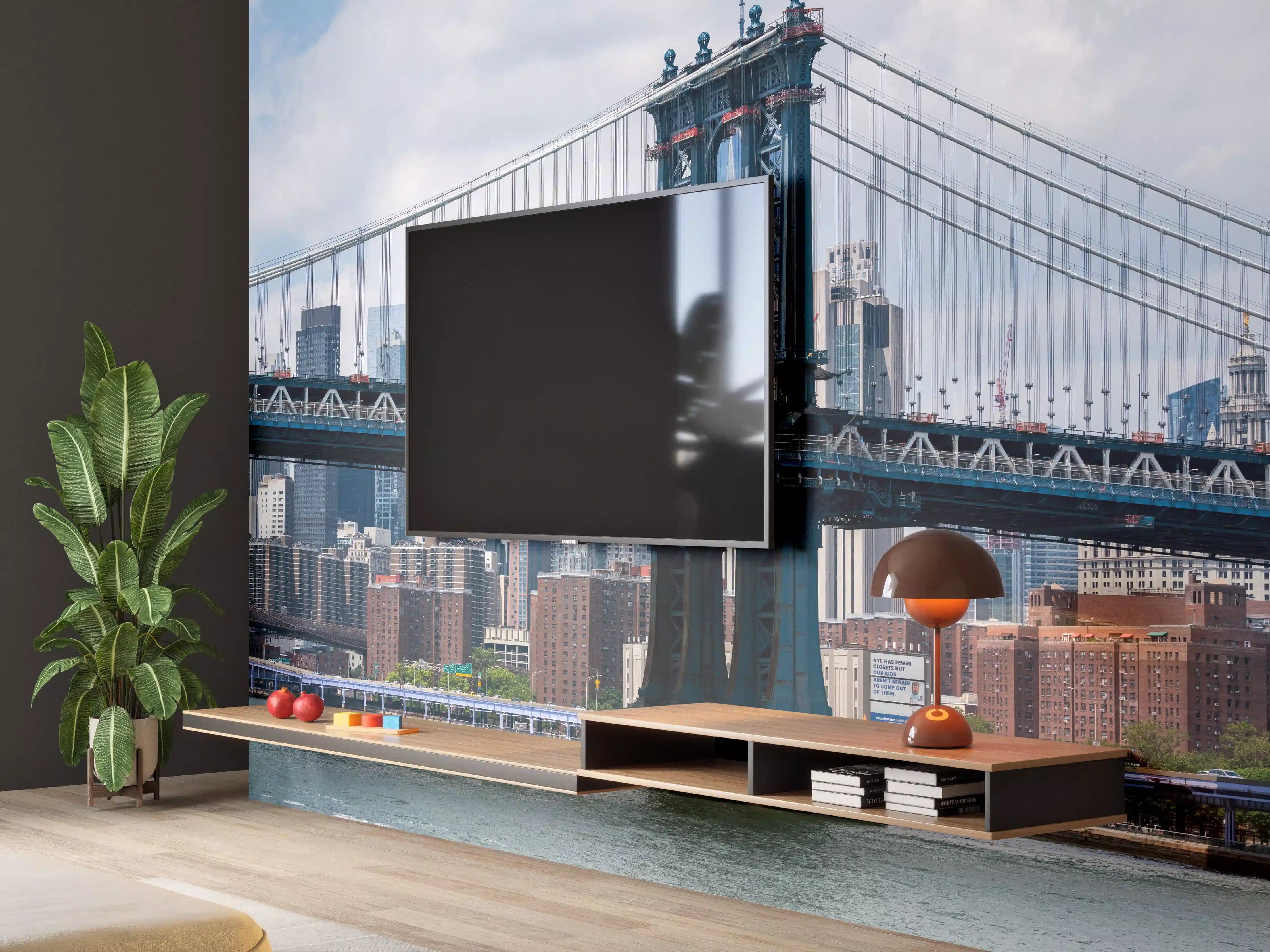 Wandverkleidung Wohnzimmer - Himmel über Brooklyn Bridge bei Tag