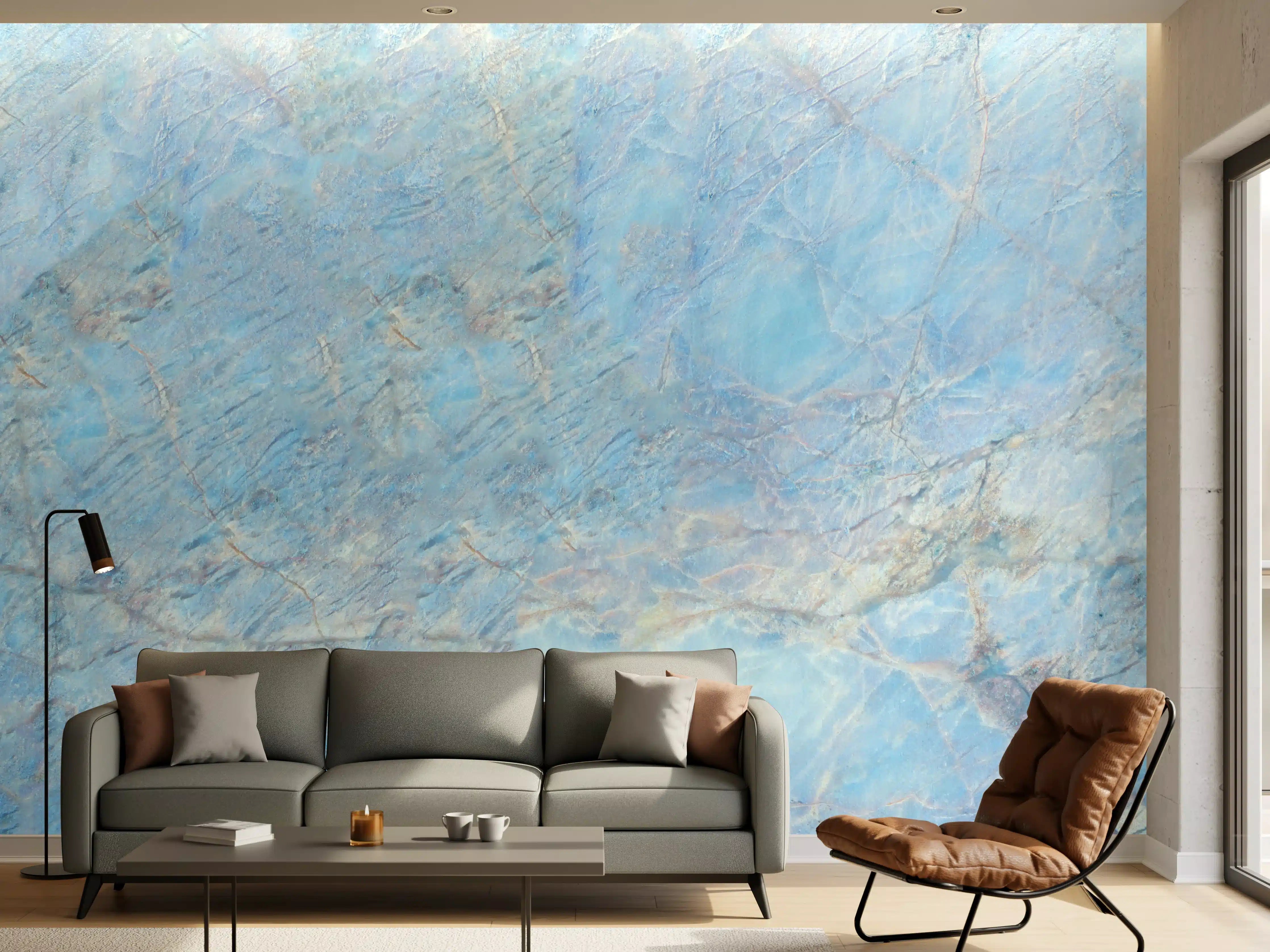 Wandverkleidung Wohnzimmer - Himmel und Wolken in Blau