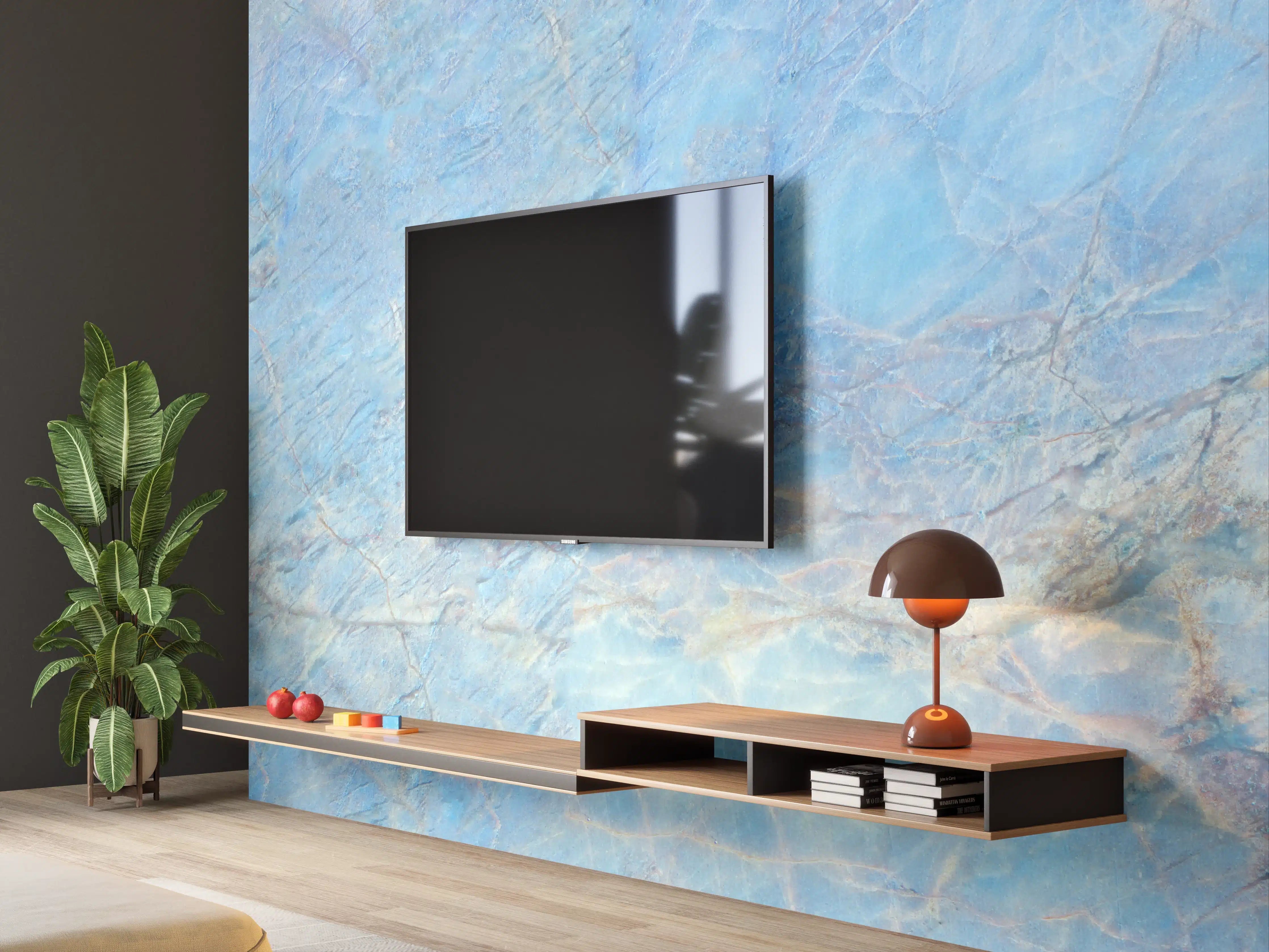 Wandverkleidung Wohnzimmer - Himmel und Wolken in Blau