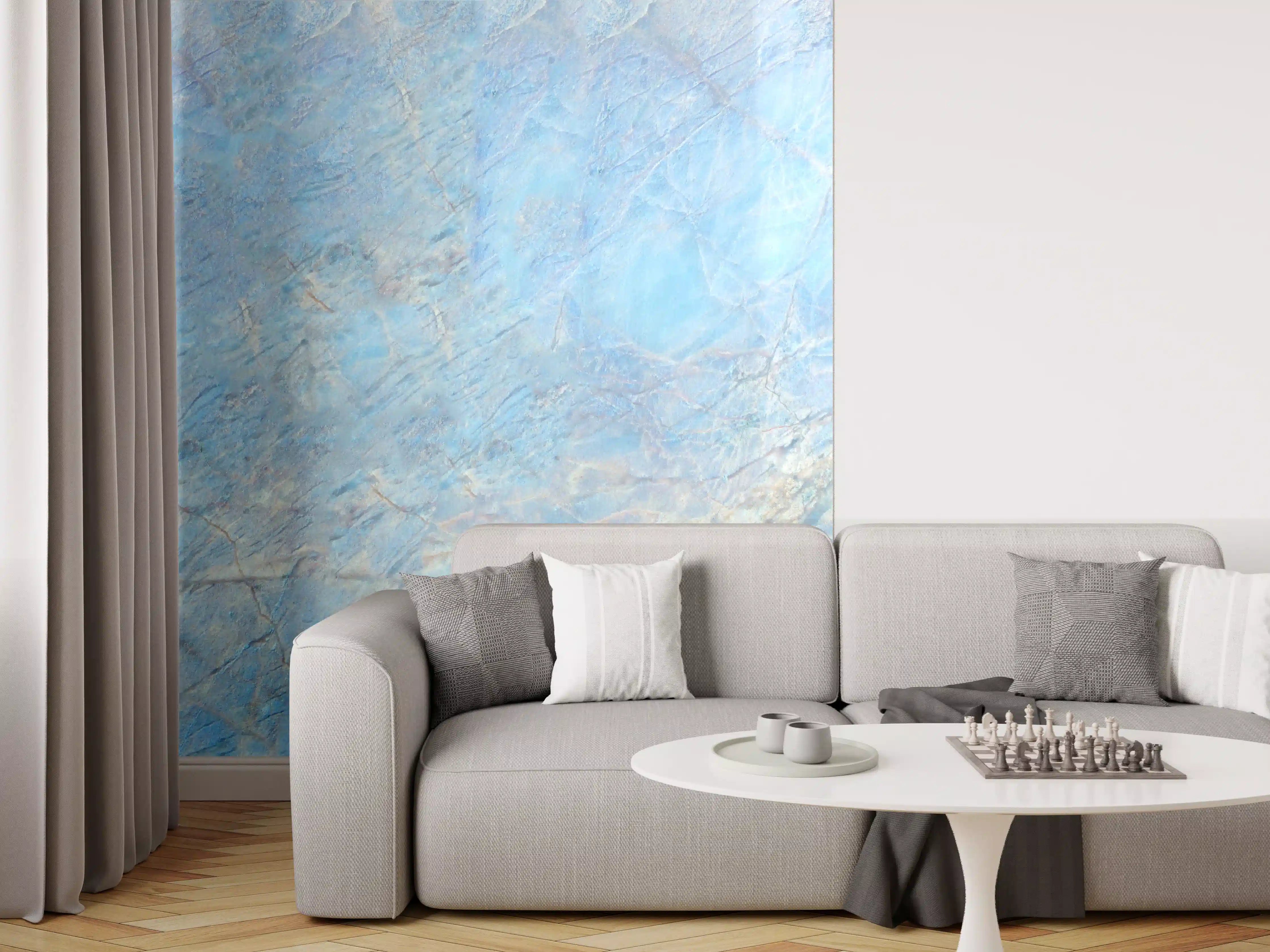 Wandverkleidung Wohnzimmer - Himmel und Wolken in Blau