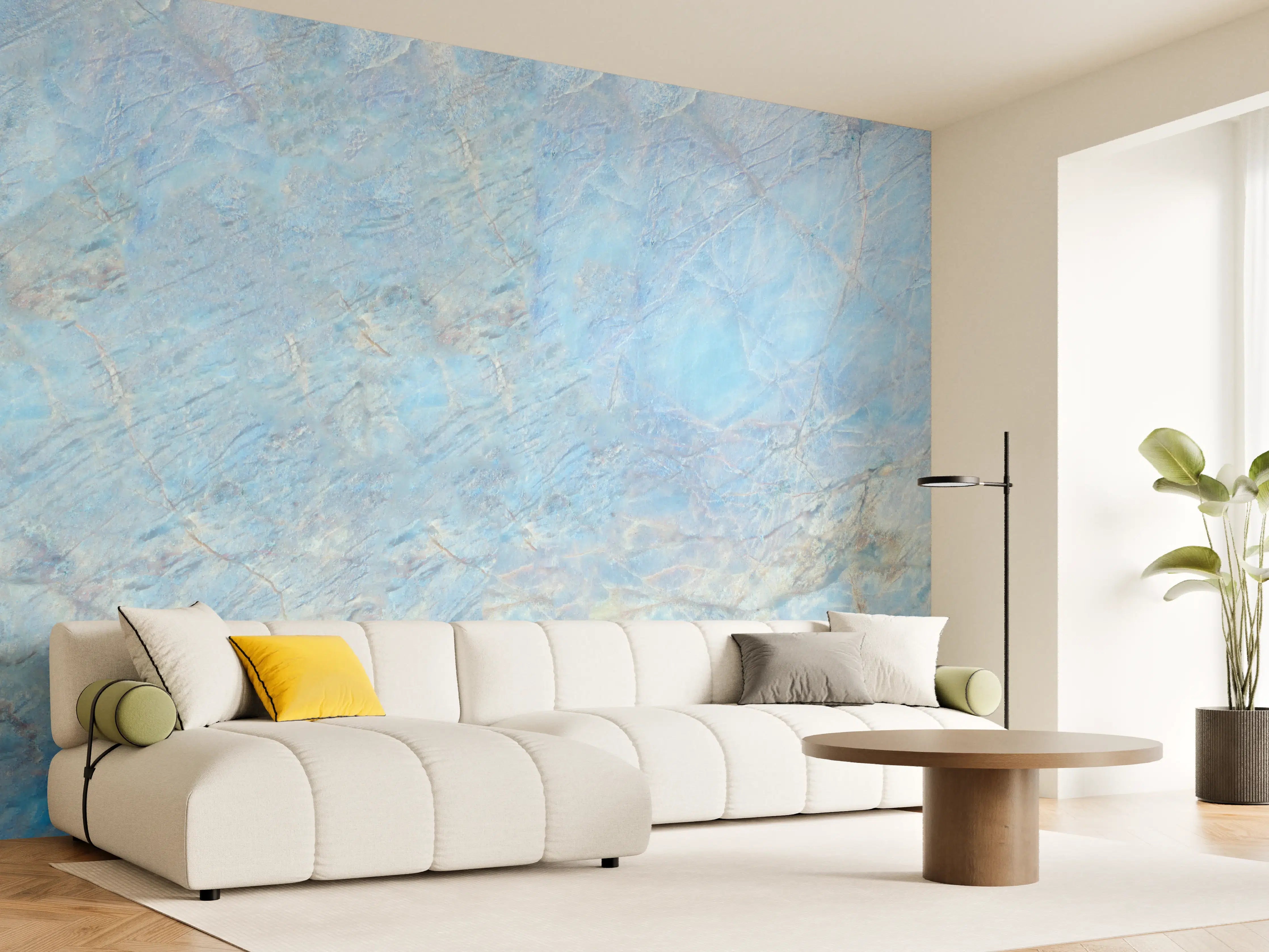 Wandverkleidung Wohnzimmer - Himmel und Wolken in Blau