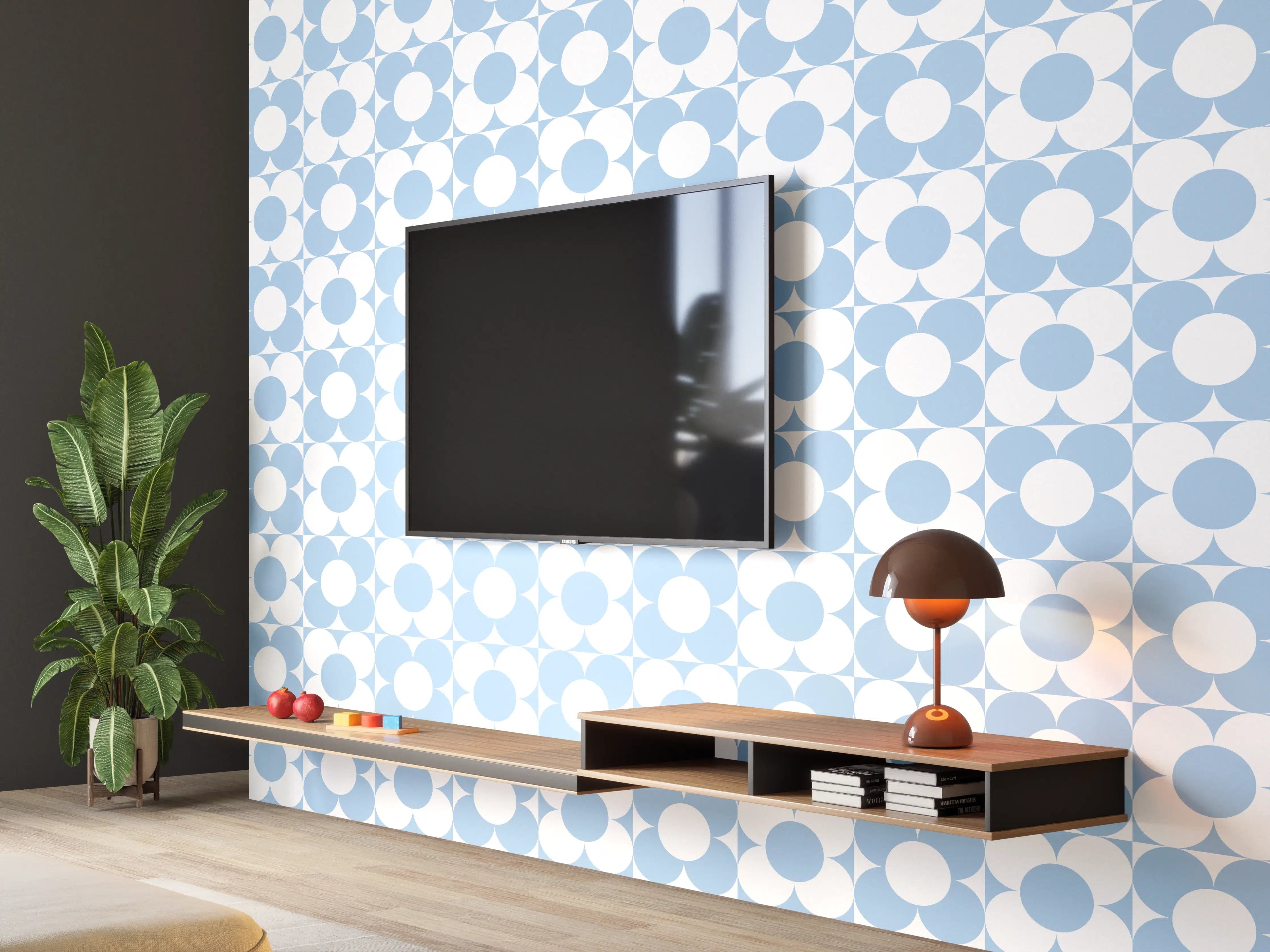 Wandverkleidung Wohnzimmer - Himmelblauer Himmel mit Sonnenschein