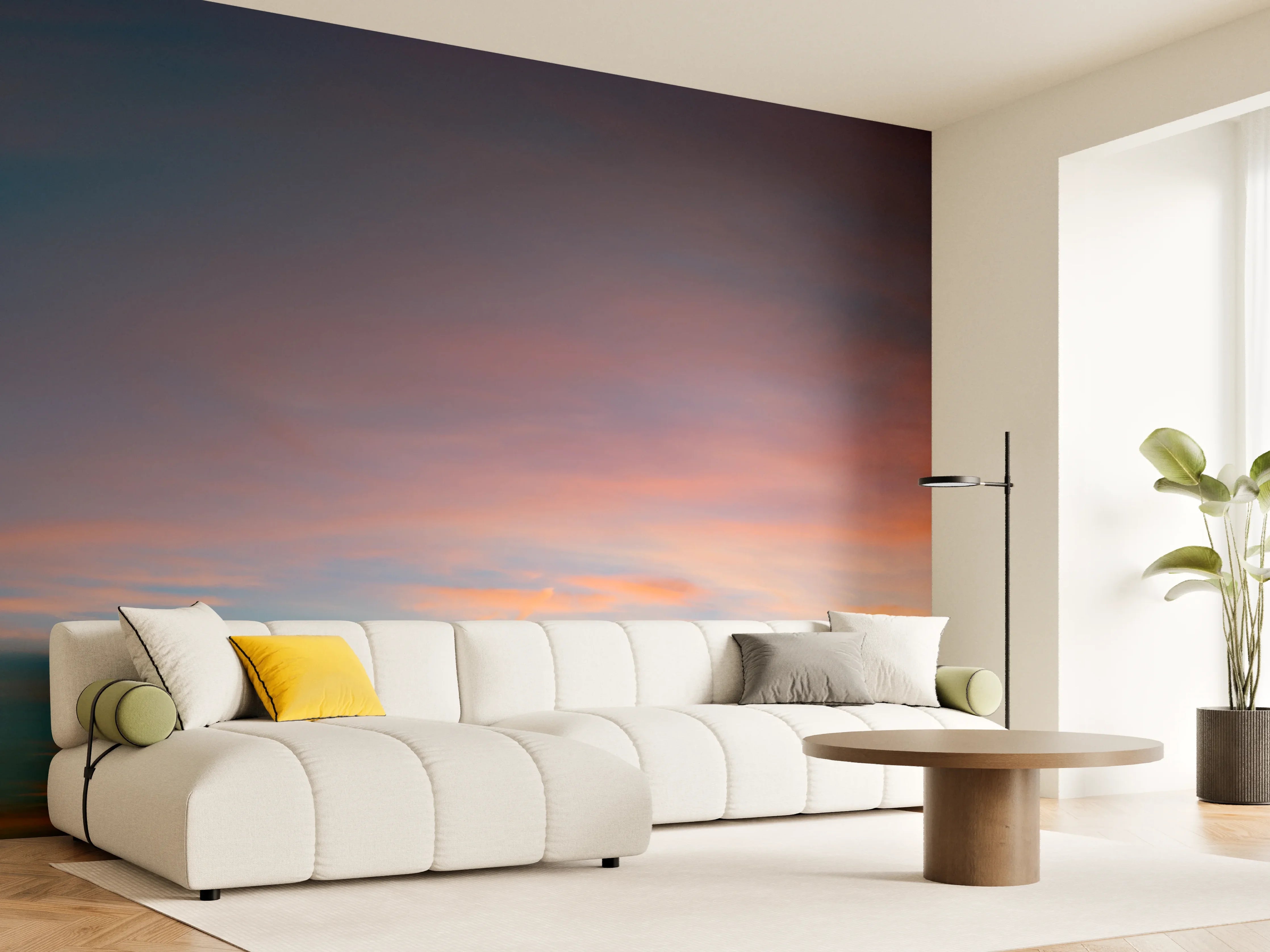 Wandverkleidung Wohnzimmer - Himmelspanorama bei Sonnenuntergang