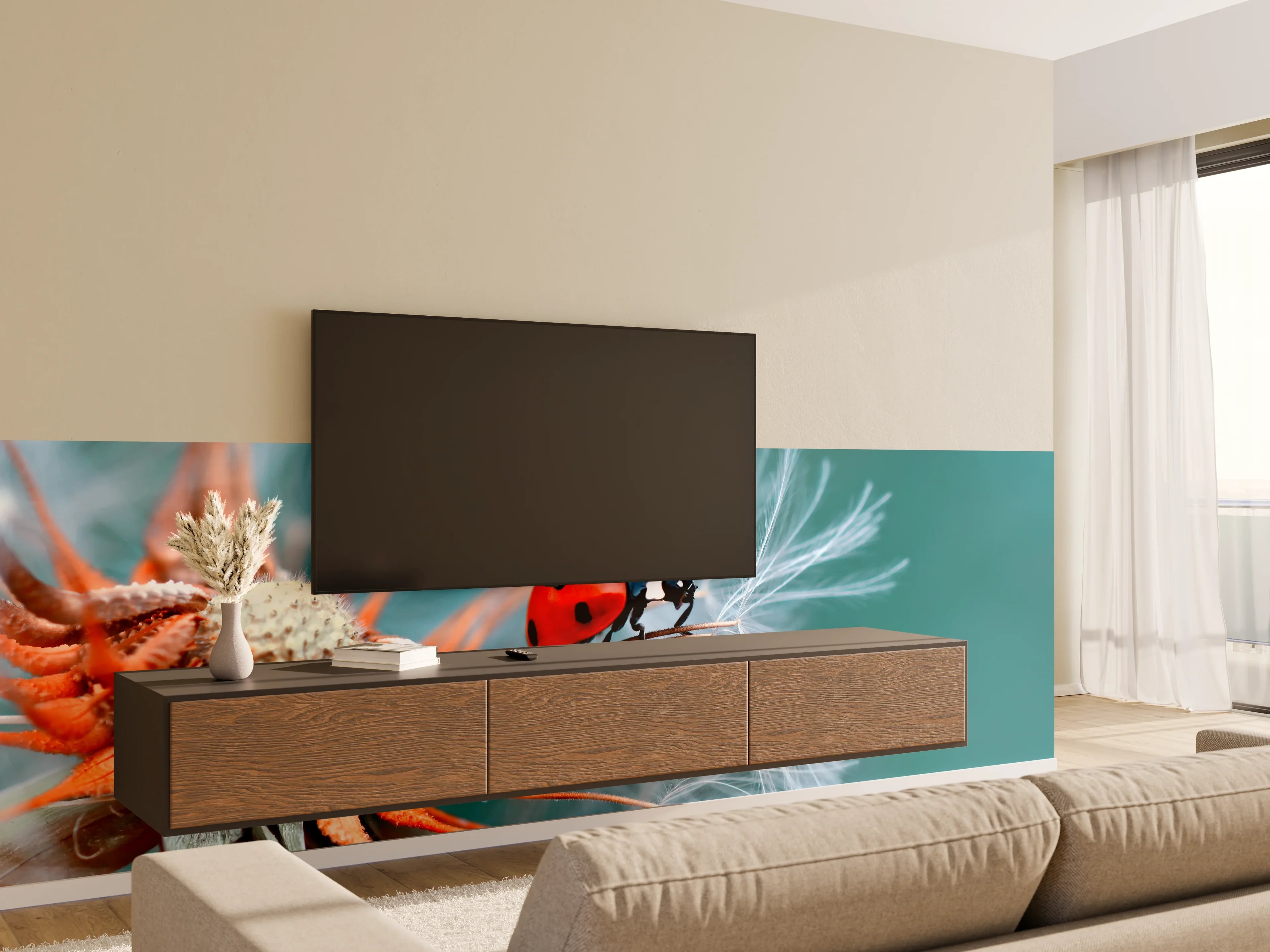 Wandverkleidung Wohnzimmer - Himmlische Naturaufnahme mit der summenden Bitte