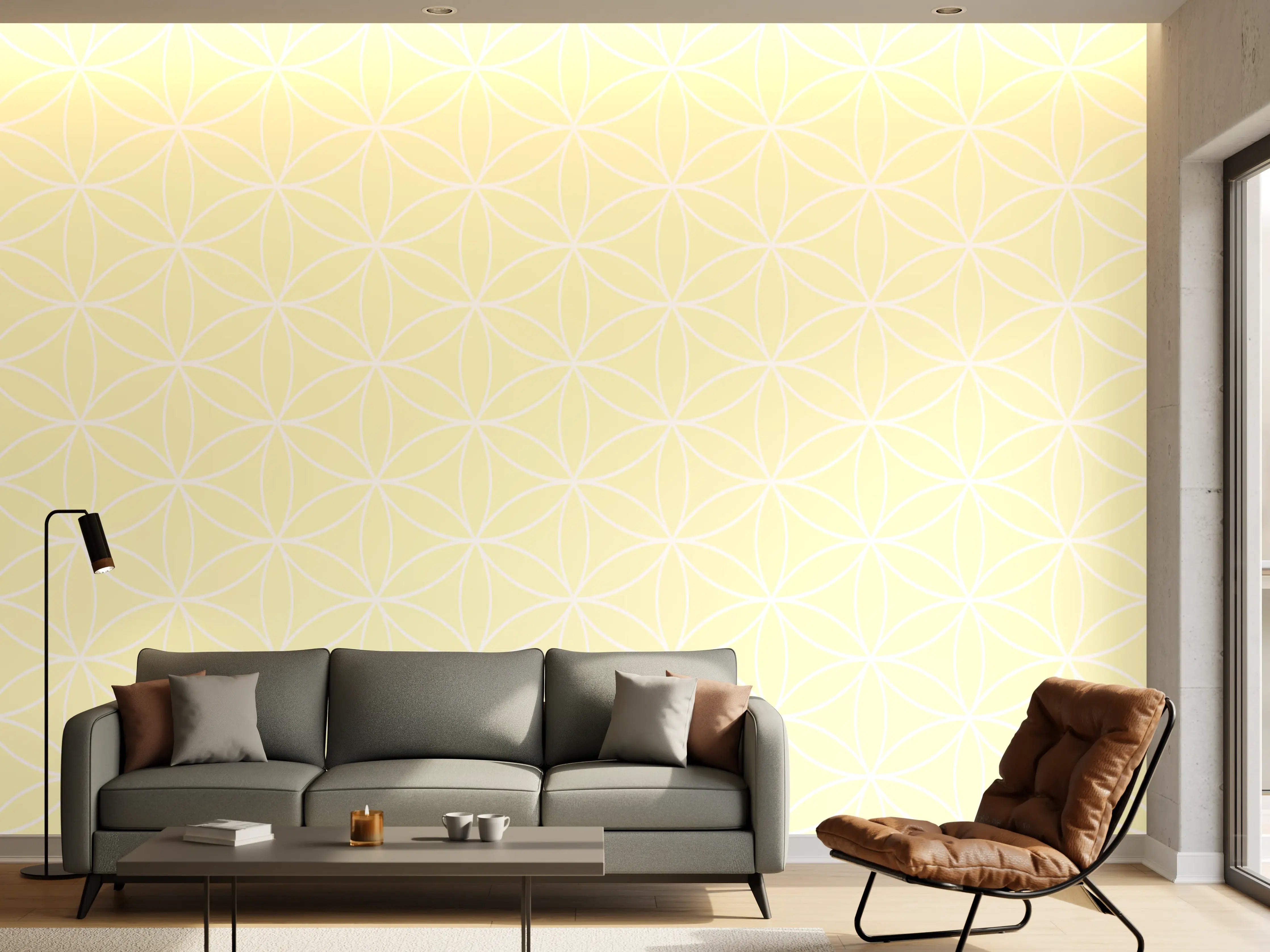 Wandverkleidung Wohnzimmer - Hintergrundmuster in Pastellgelb