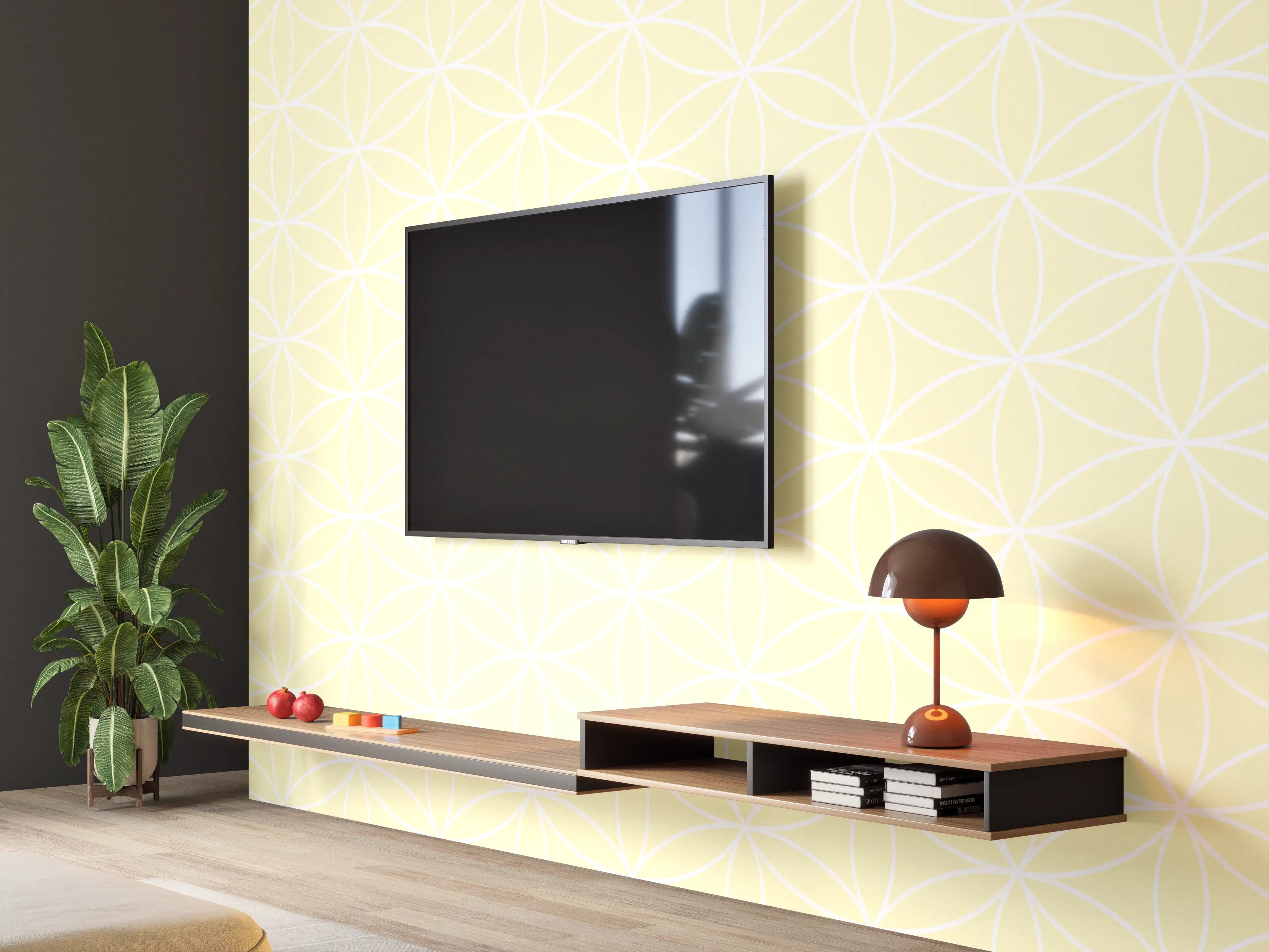 Wandverkleidung Wohnzimmer - Hintergrundmuster in Pastellgelb