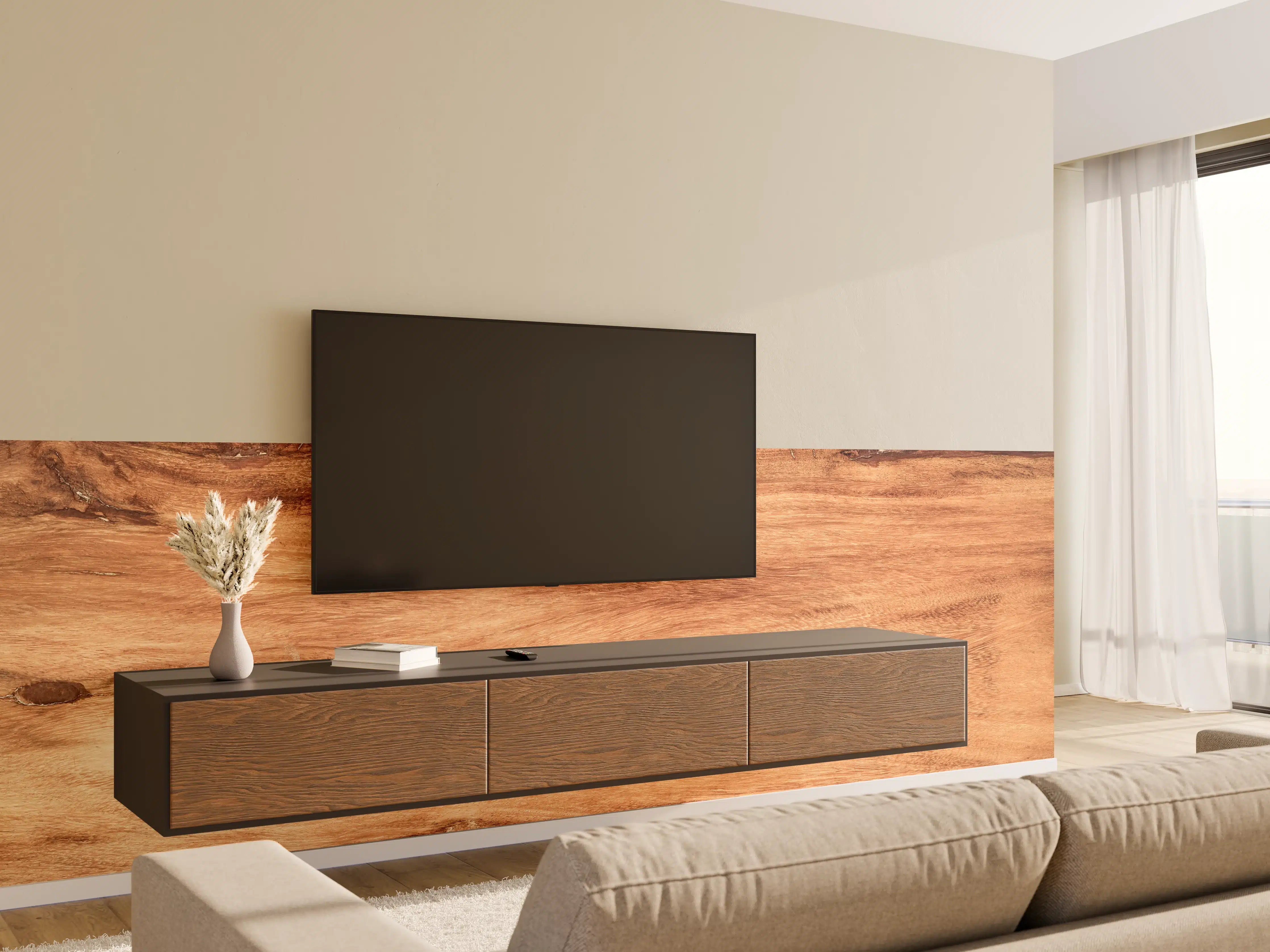 Wandverkleidung Wohnzimmer - Hochwertige Holzoptik – Natürliche Atmosphäre