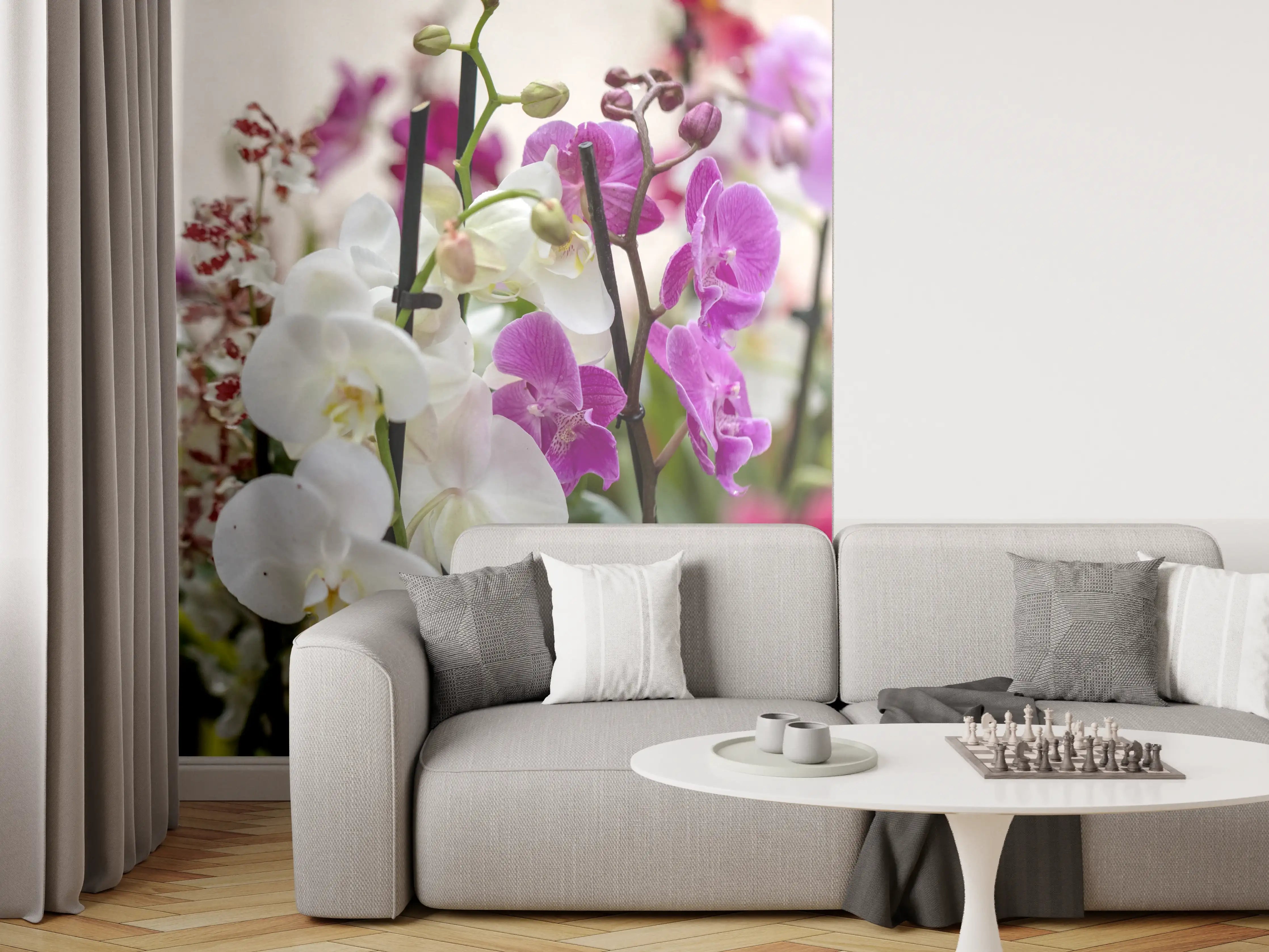 Wandverkleidung Wohnzimmer - Hochwertige Orchideen Blütenpracht