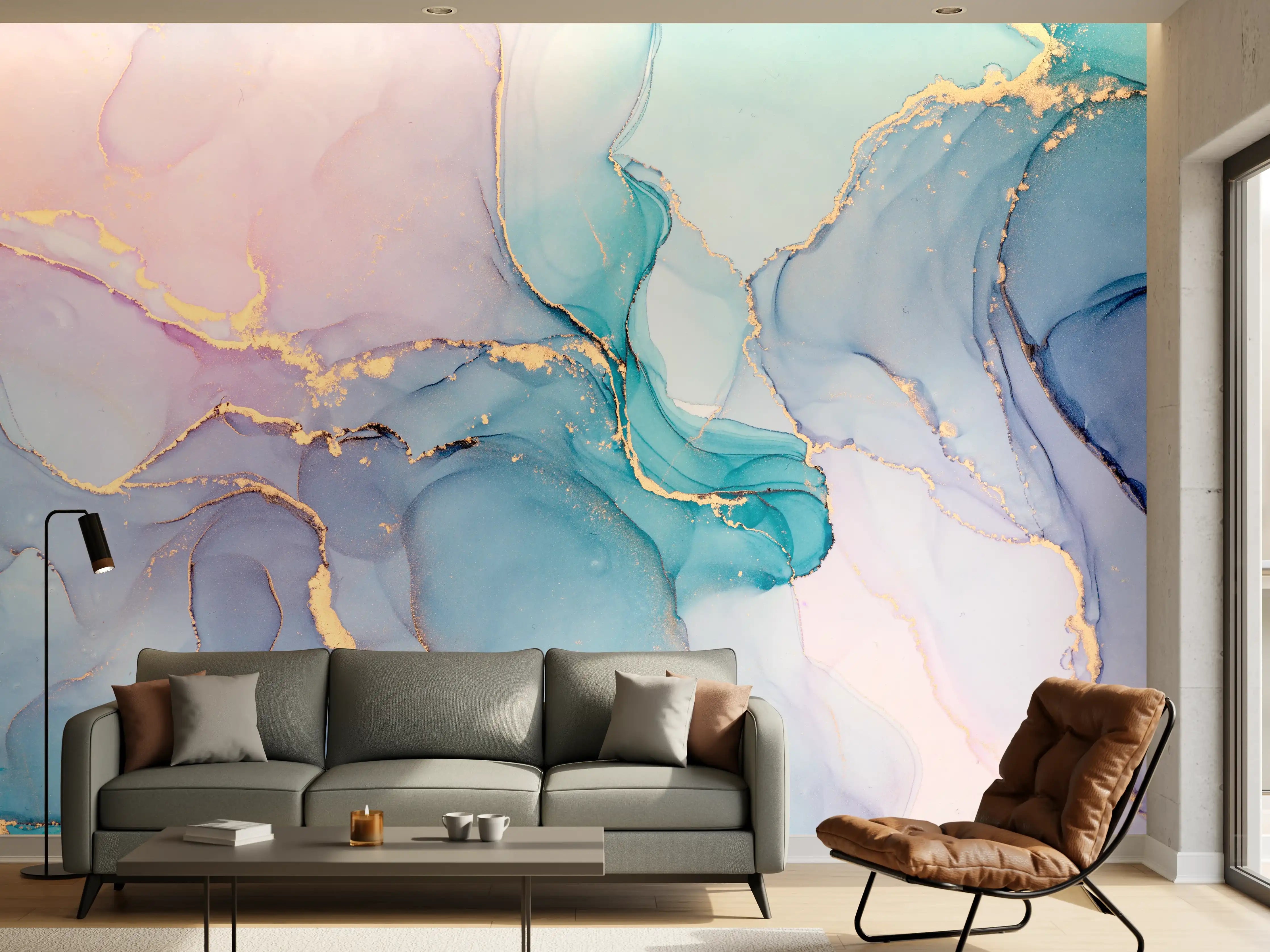 Wandverkleidung Wohnzimmer - Hochwertige abstrakte Aquarellkunst