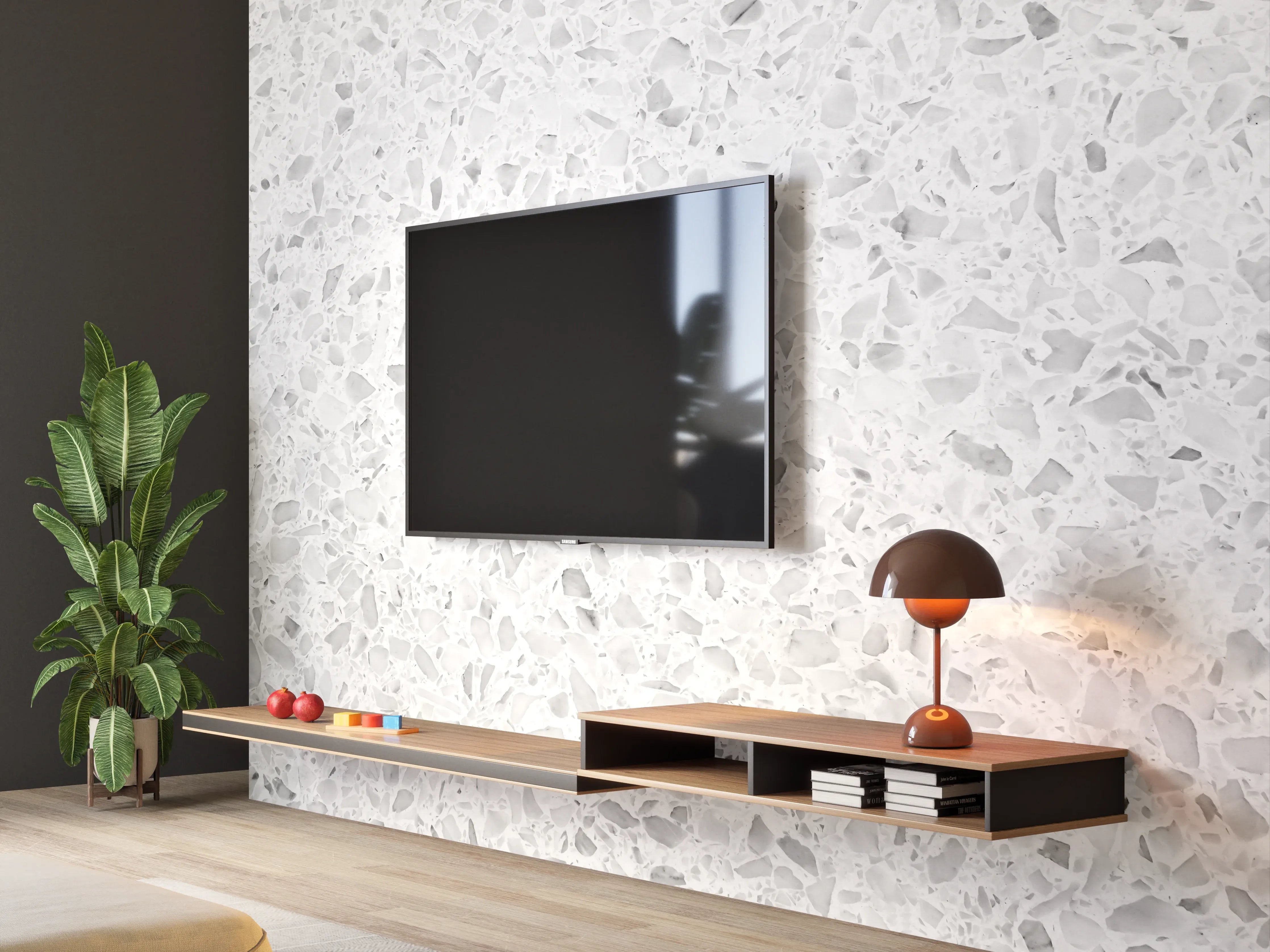 Wandverkleidung Wohnzimmer - Hochwertige weiße Marmor-Optik Fliesen