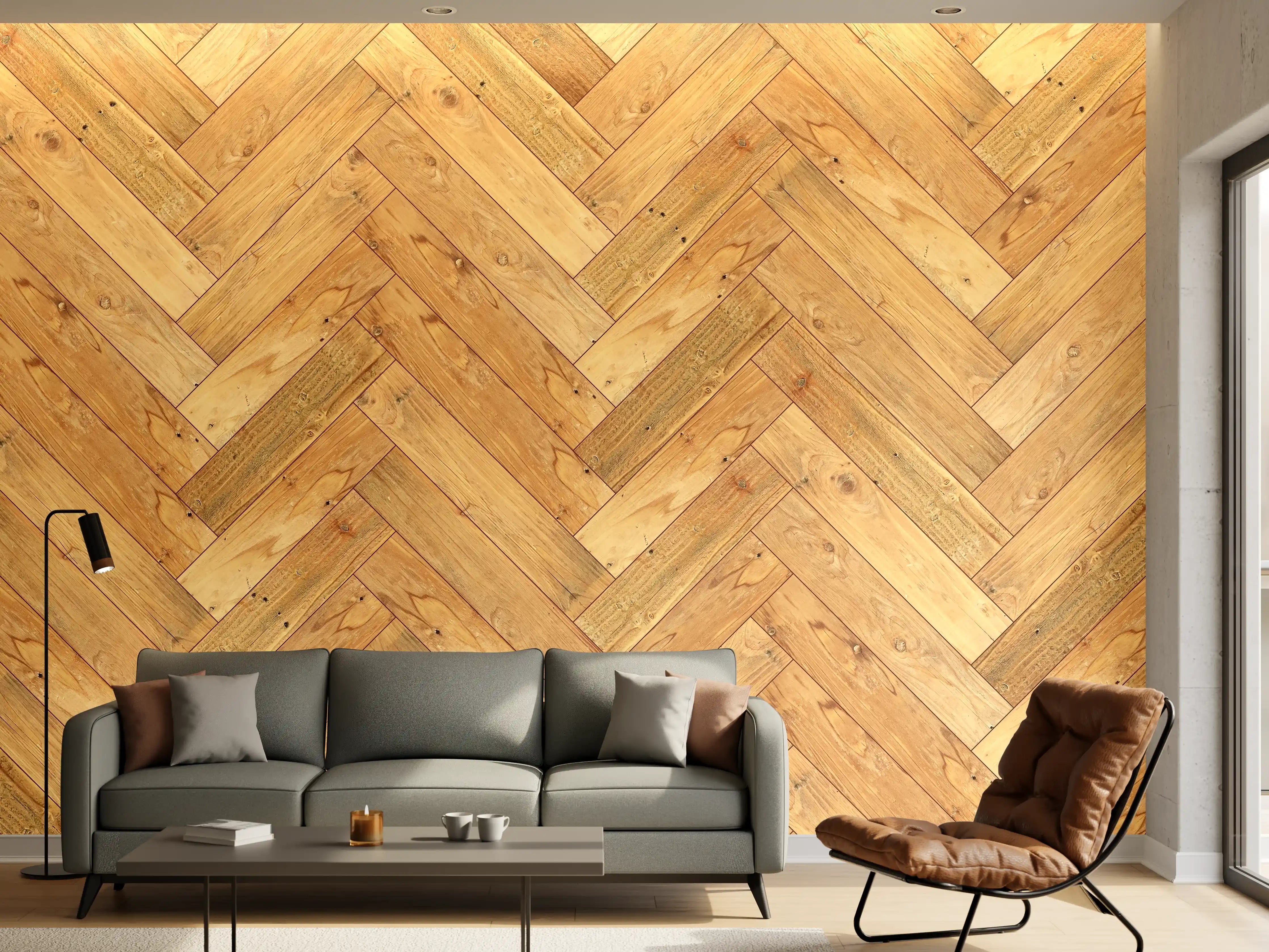 Wandverkleidung Wohnzimmer - Hochwertiger Holzboden im klassischen Design