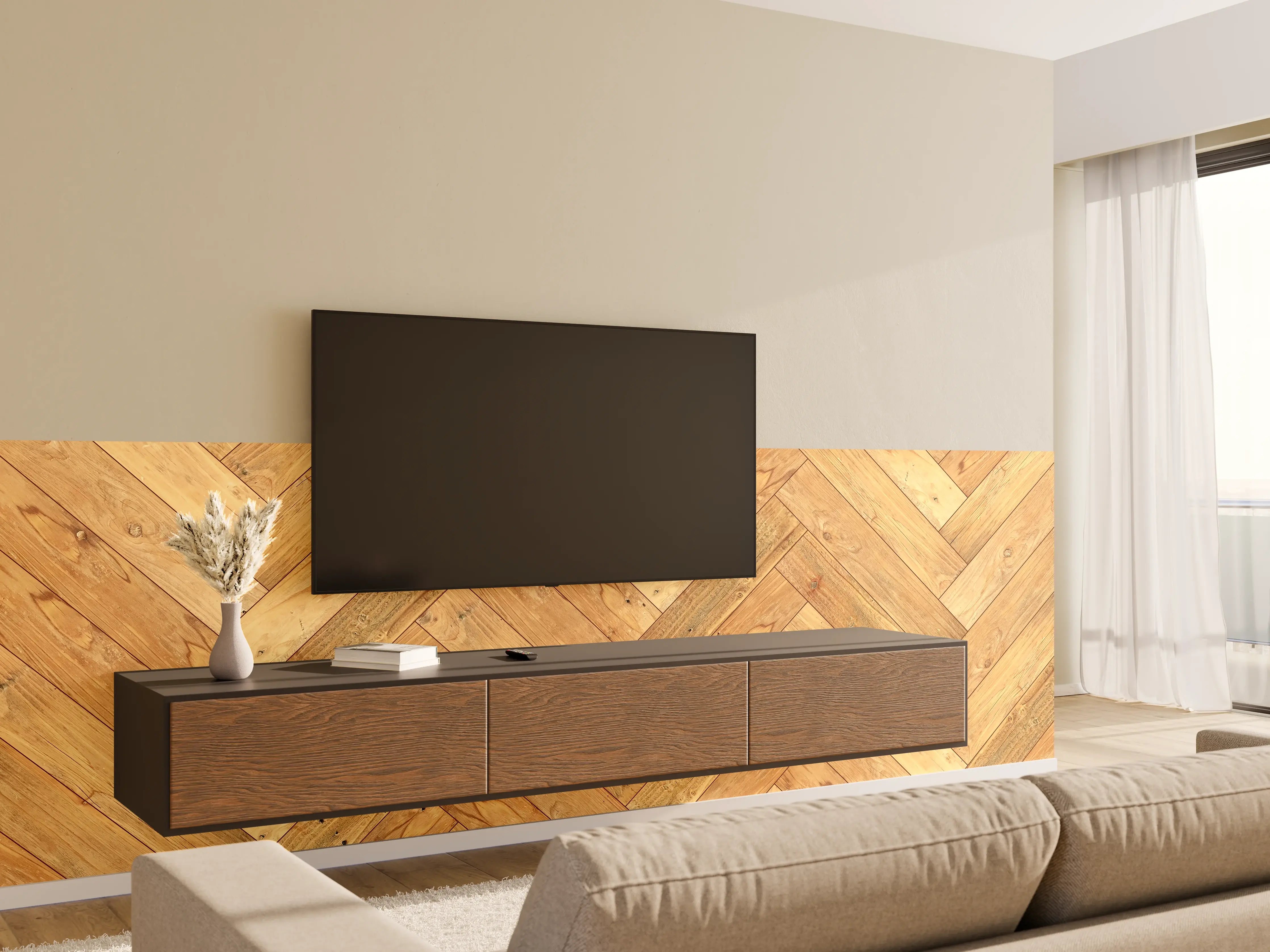 Wandverkleidung Wohnzimmer - Hochwertiger Holzboden im klassischen Design