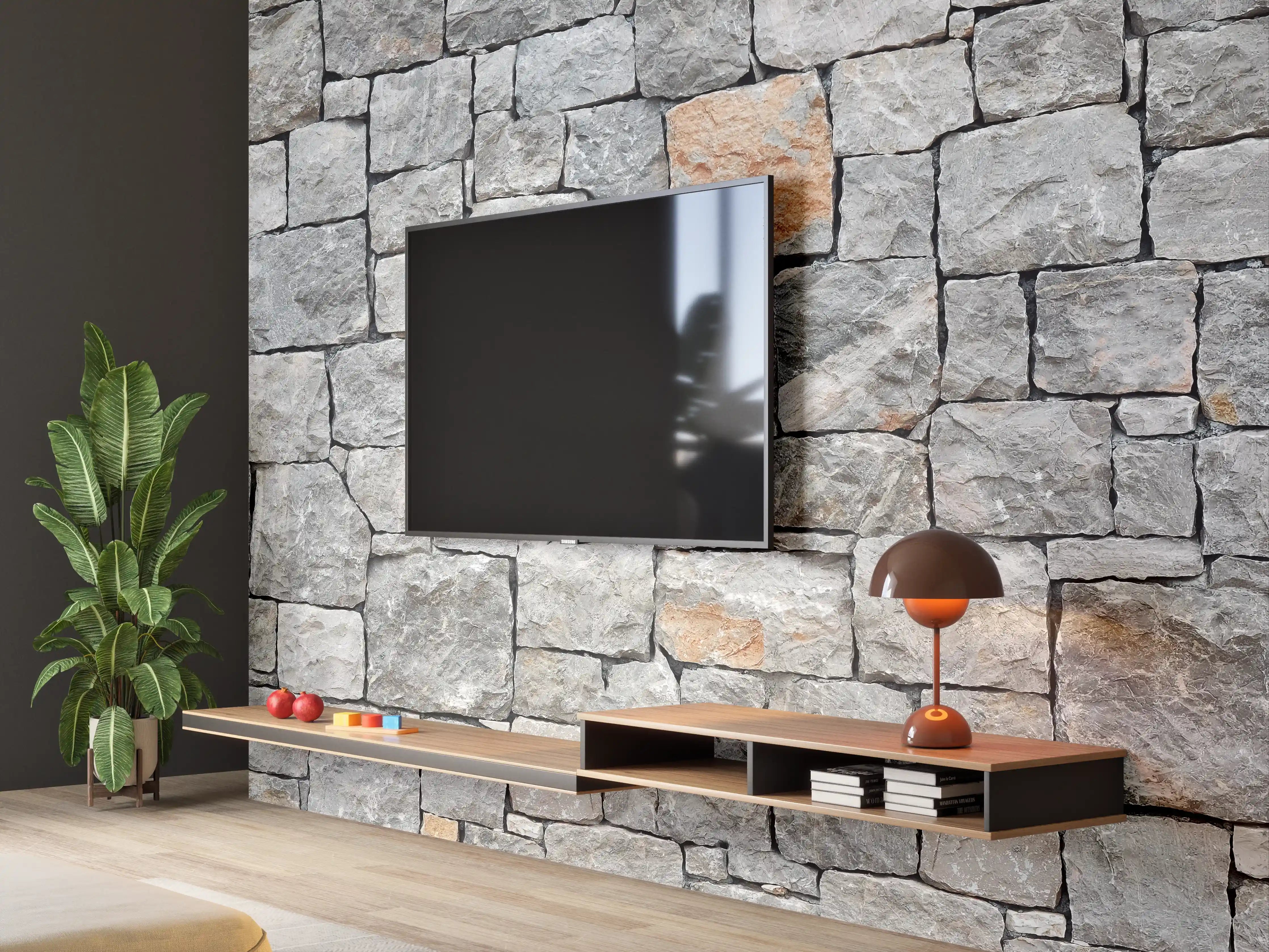 Wandverkleidung Wohnzimmer - Hochwertiger Natursteinmauer | Robust & Zeitlos