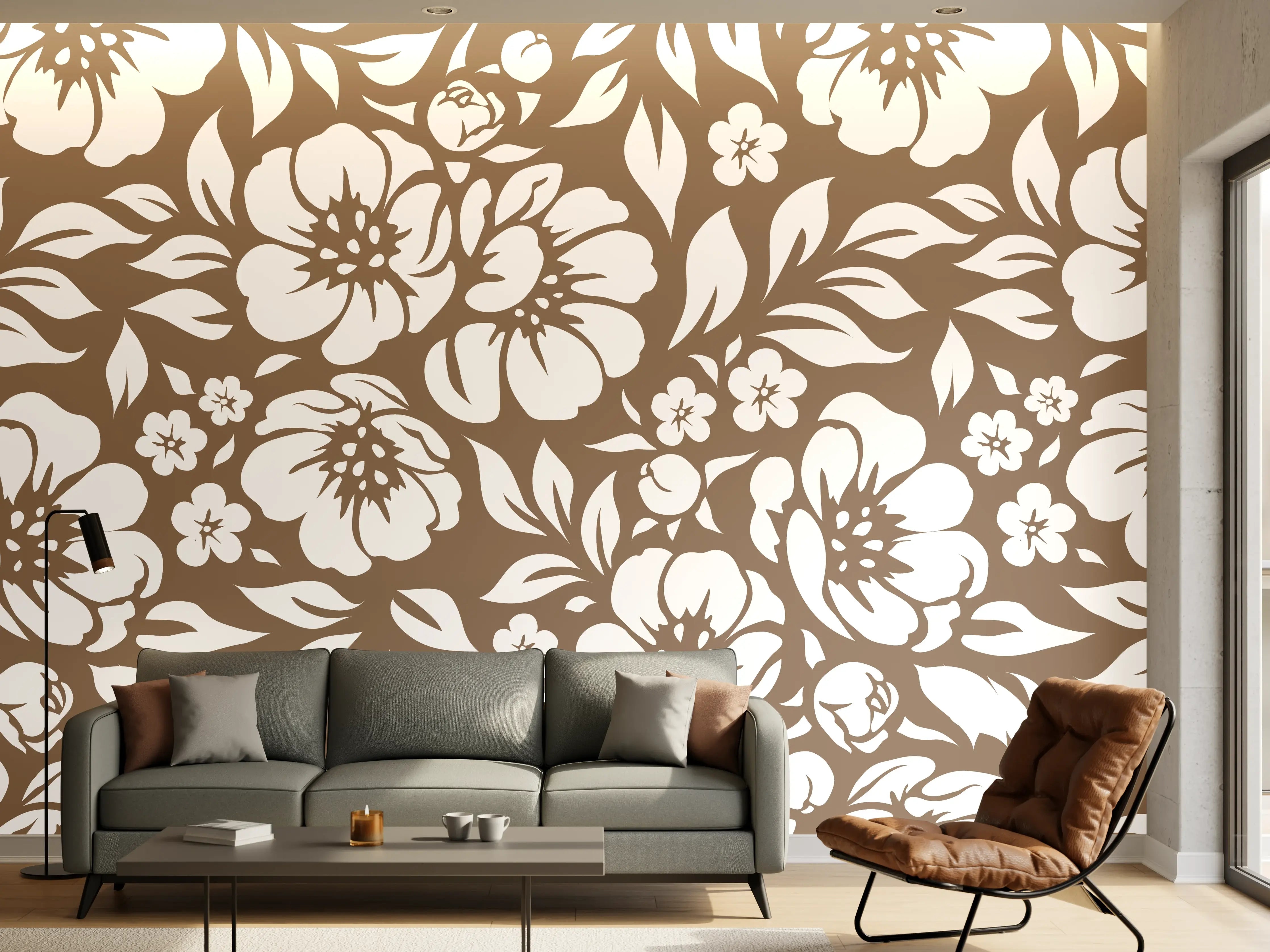 Wandverkleidung Wohnzimmer - Hochwertiges floral Muster – zeitlos schön