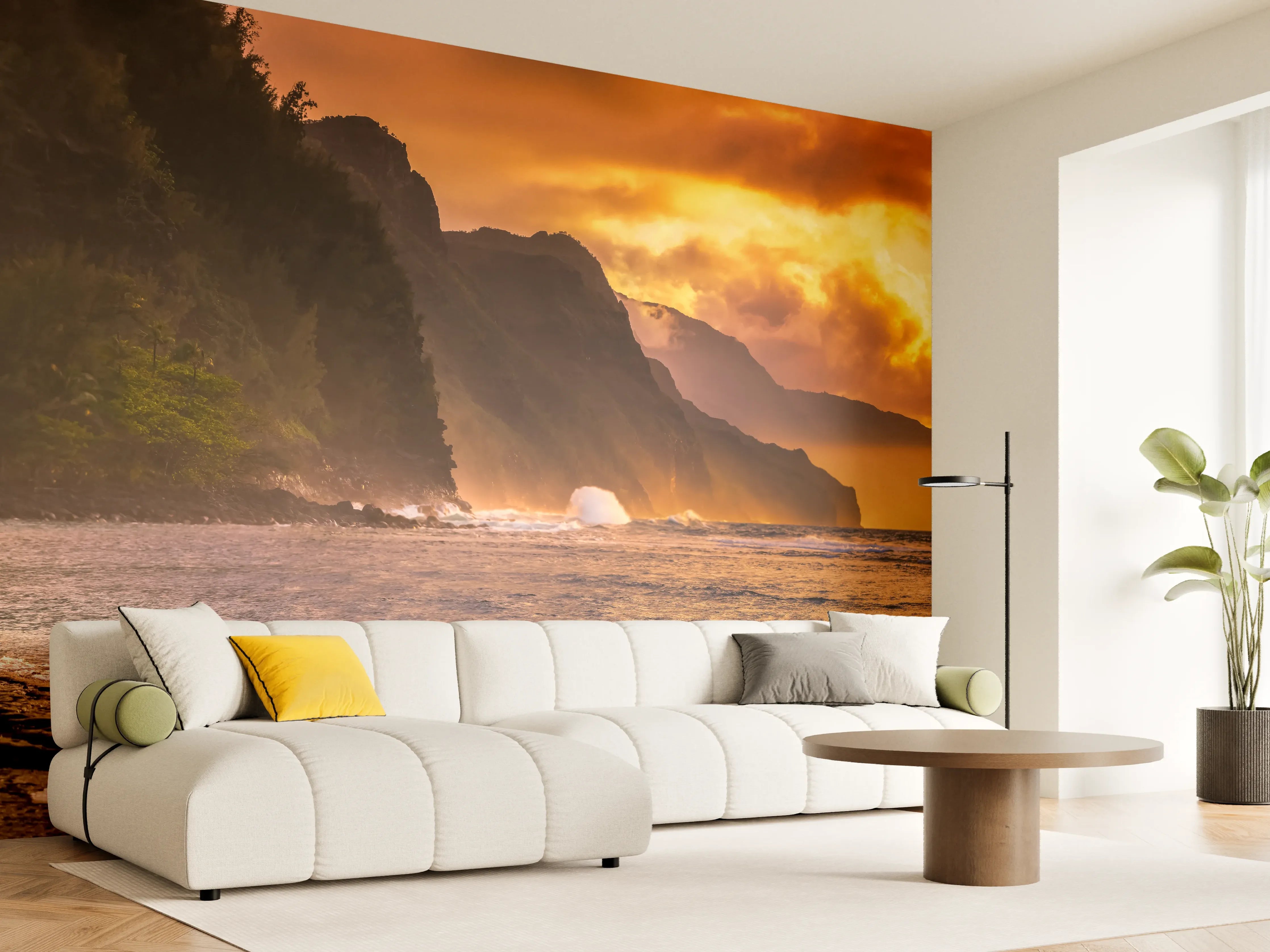 Wandverkleidung Wohnzimmer - Hochzeitspaar auf Hawaii