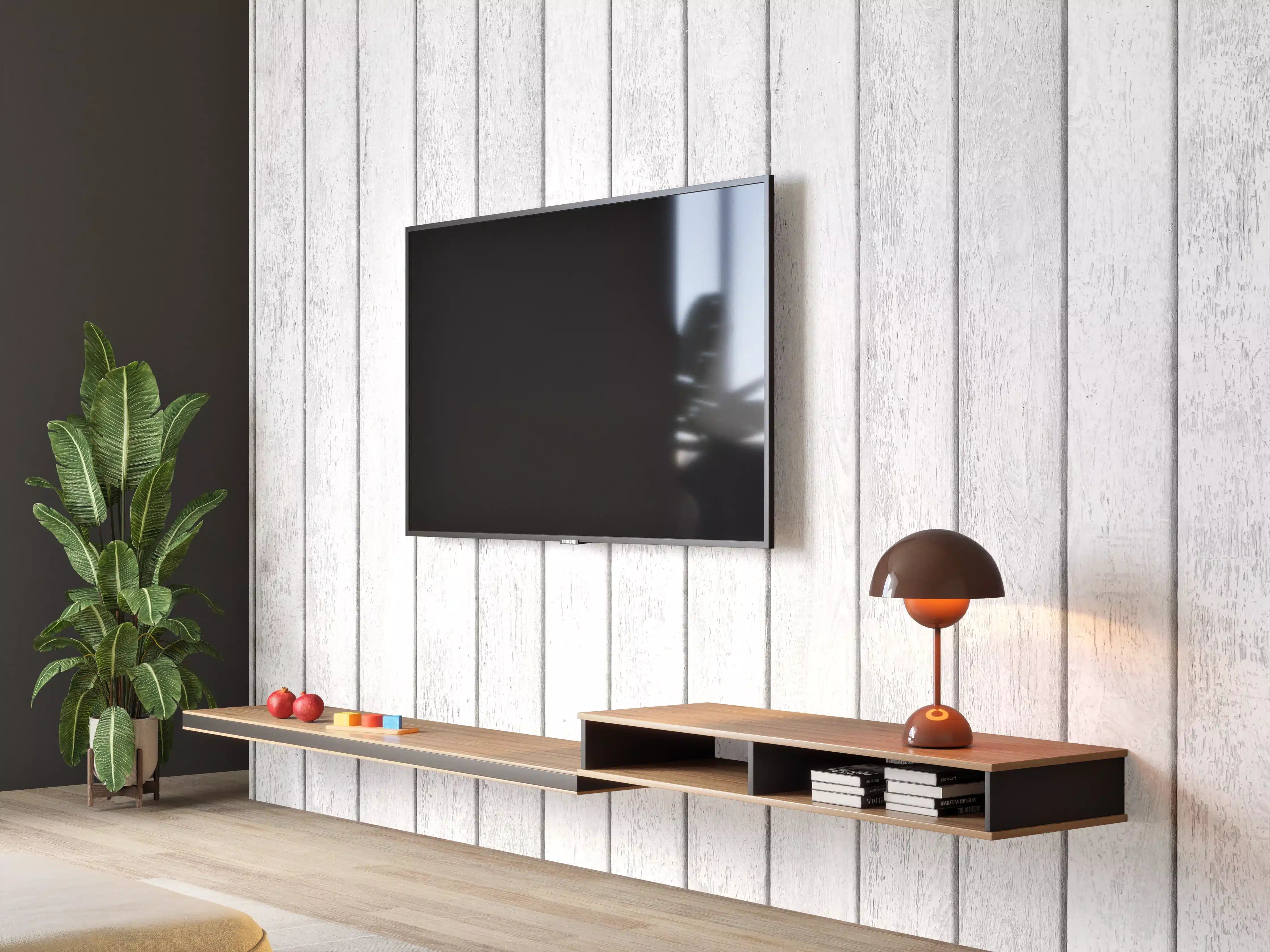 Wandverkleidung Wohnzimmer - Hölzerne Wand mit grauer Maserung